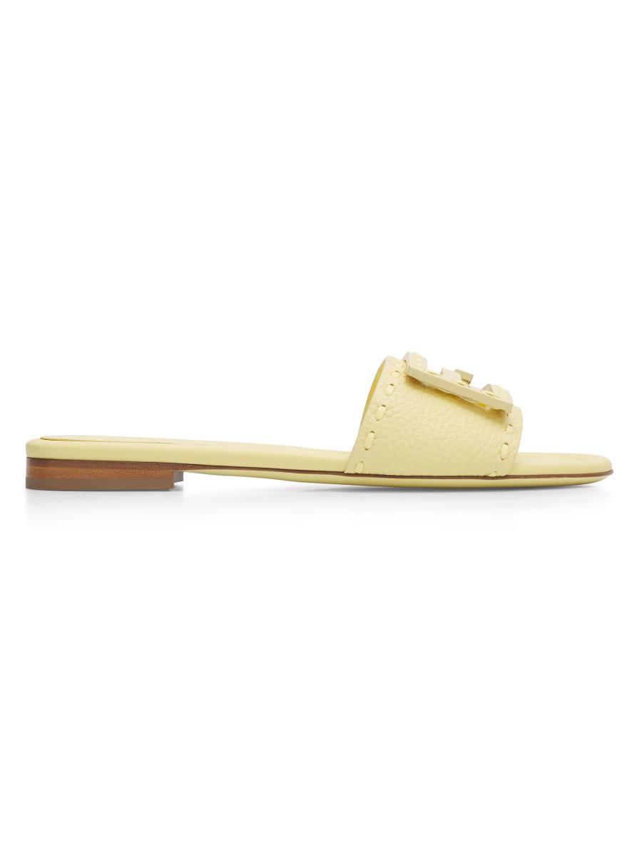 FENDI BAGUETTE MEDIUM-HEEL SANDALS 45 MM IN GREEN MINT CALFSKIN