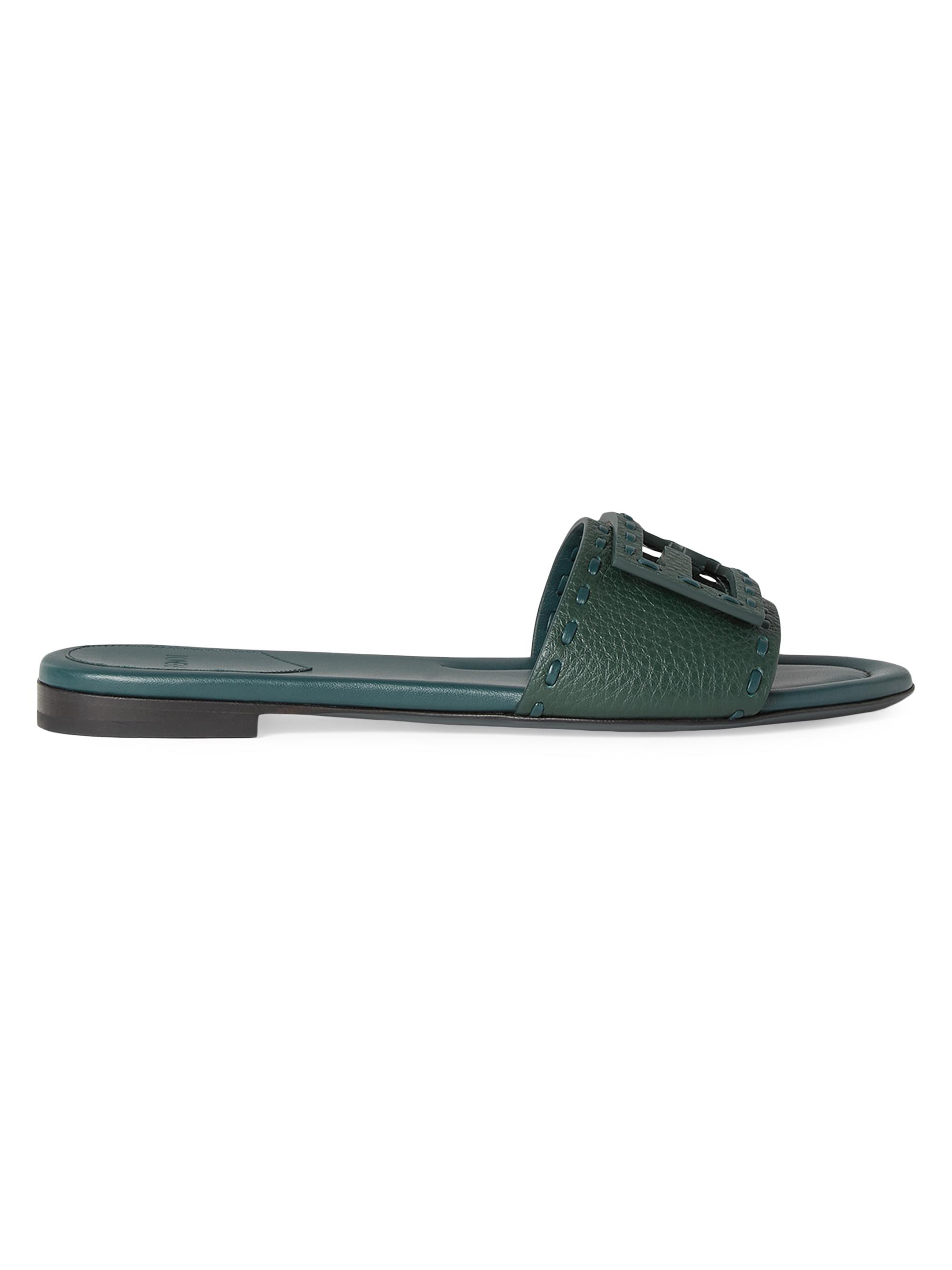 Fendi Logo Silk Slide Sandals | Saks Fifth Avenue