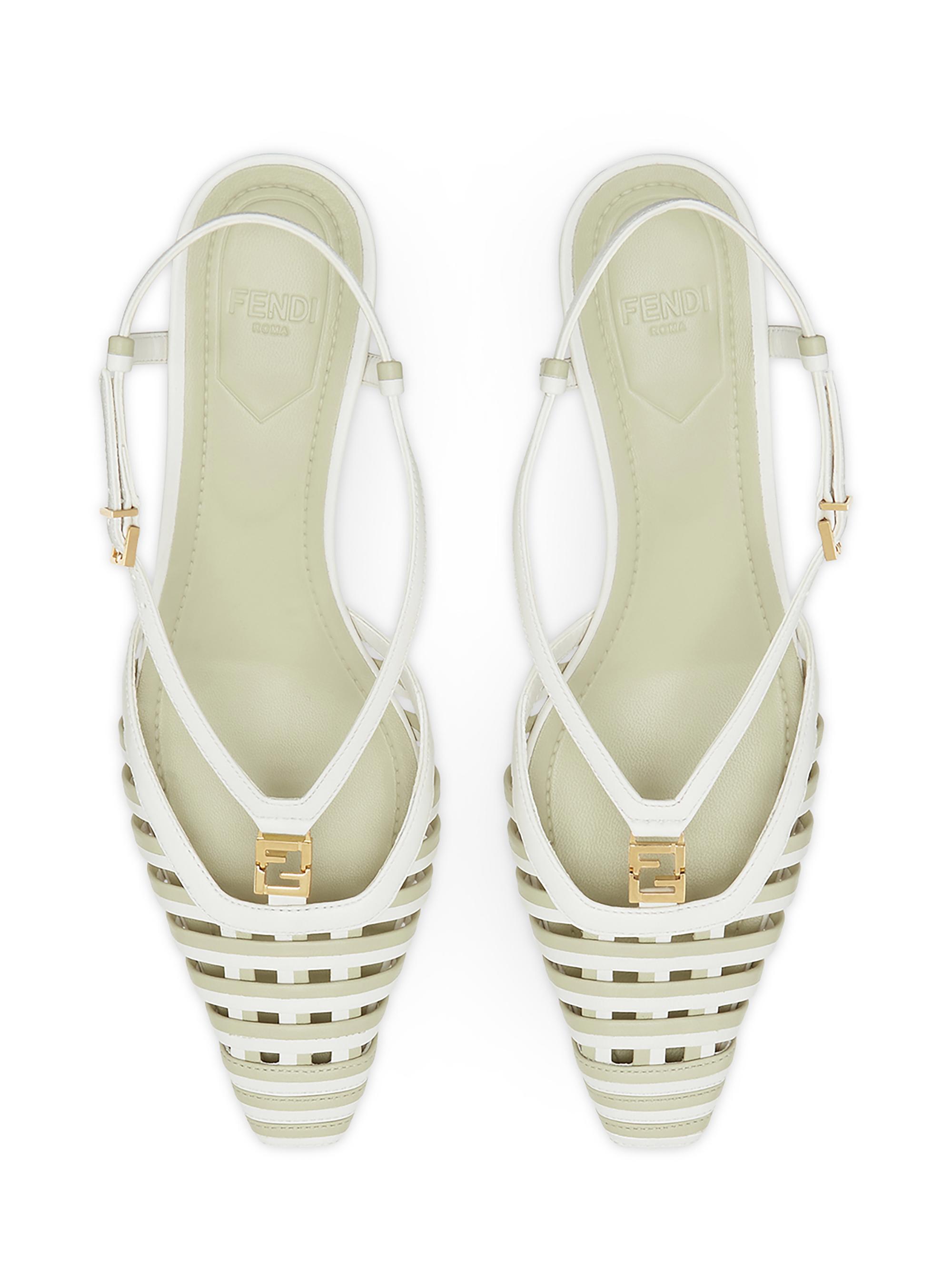 Fendi Fold 40MM Striped Cut-Out Leather Kitten-Heel Pumps | Saks