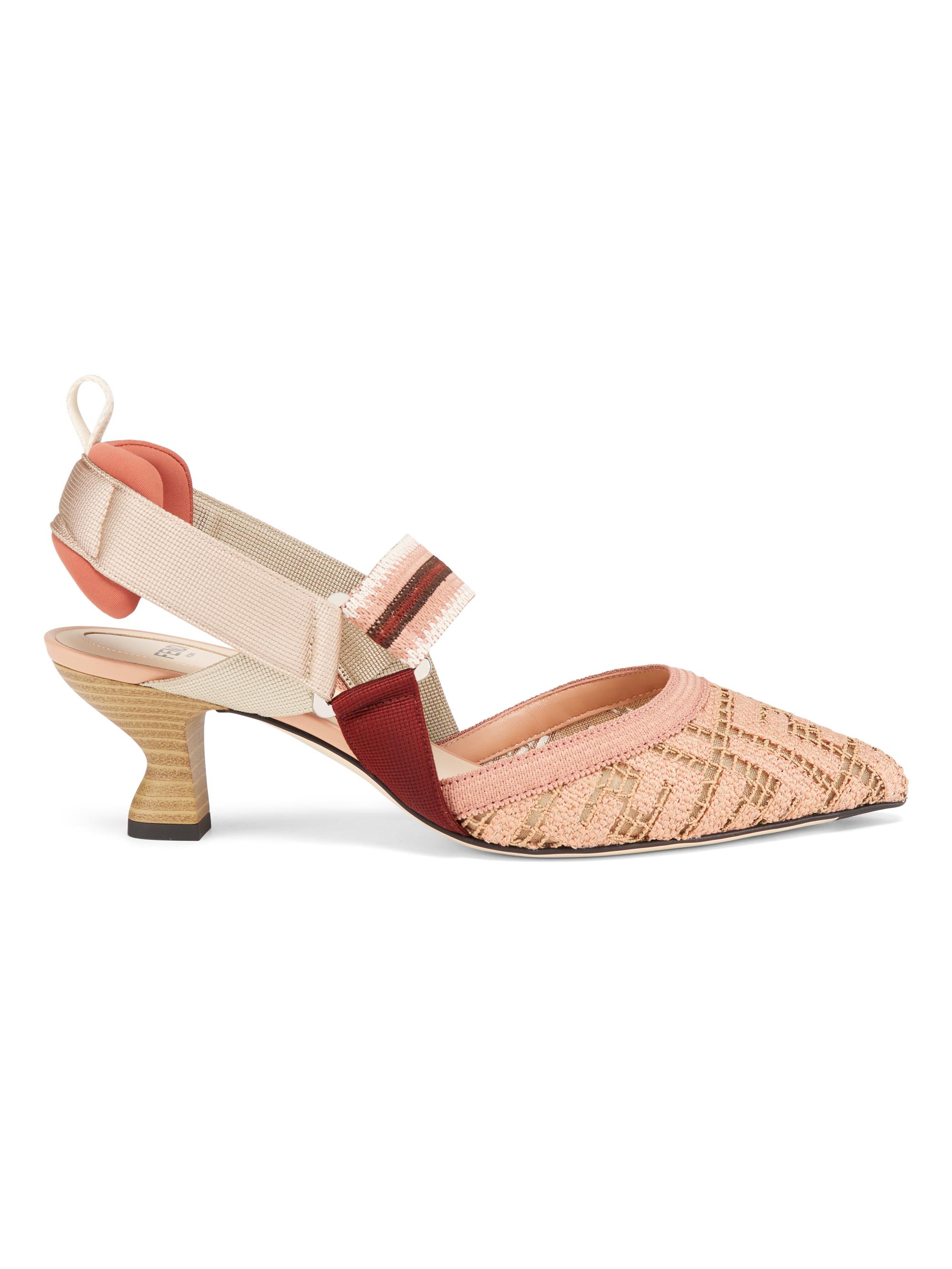 Fendi Women's Woven Logo 55MM Slingback Pumps - Rose