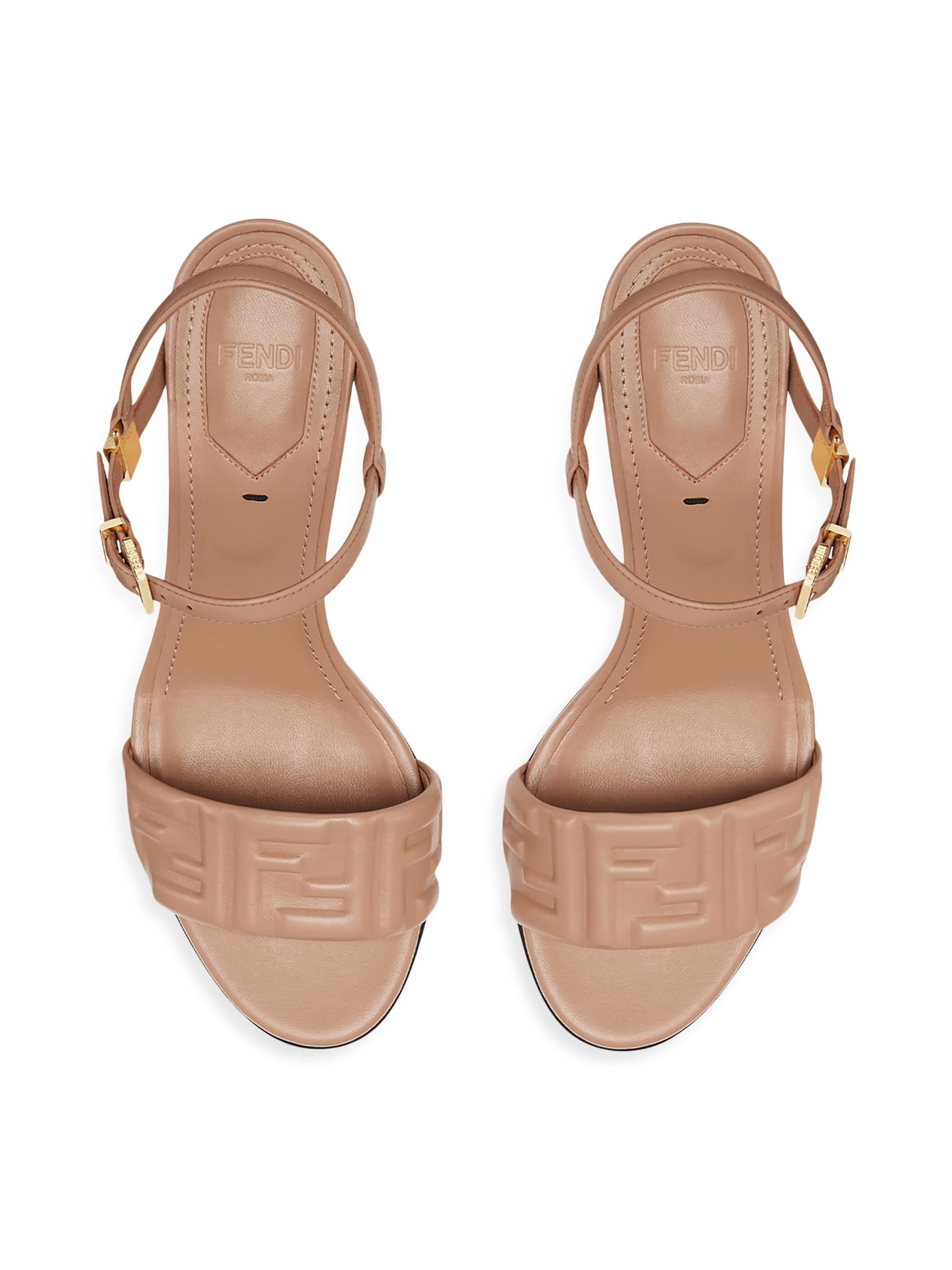 Fendi Delfina 65MM FF Debossed Leather Sandals | Saks Fifth Avenue