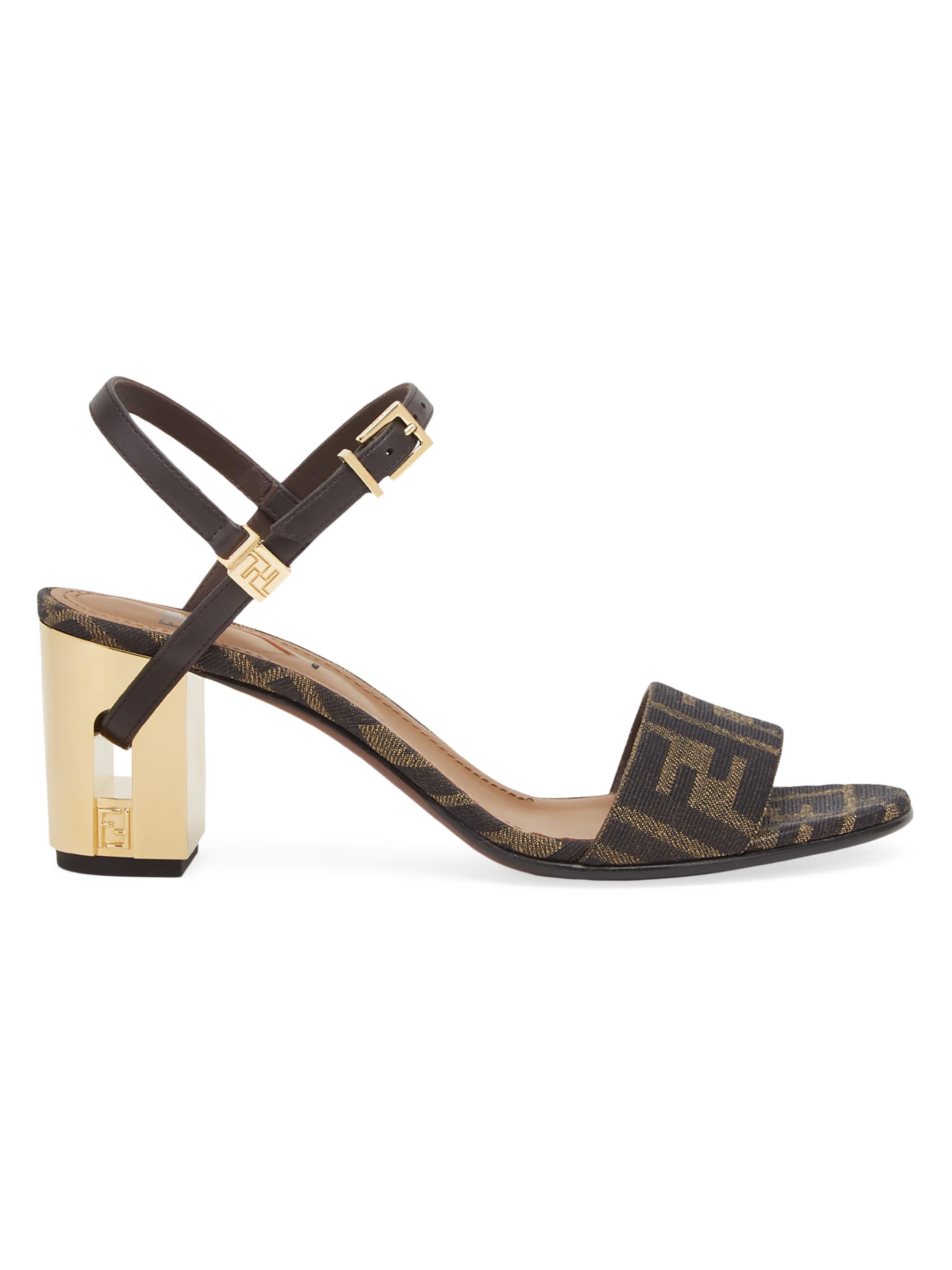 Fendi Delfina 65MM FF Debossed Leather Sandals | Saks Fifth Avenue