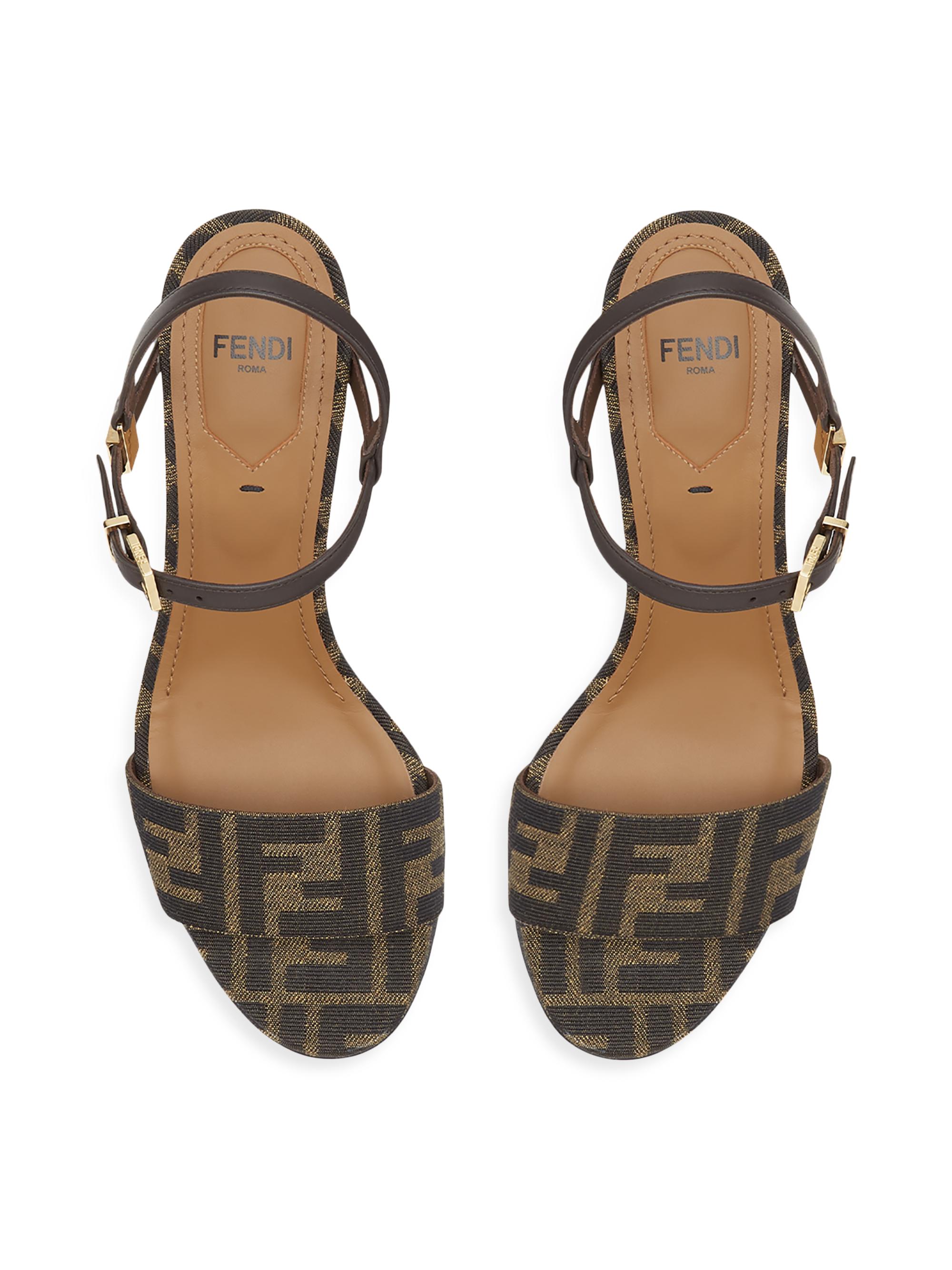 Fendi Delfina 65MM FF Debossed Leather Sandals | Saks Fifth Avenue