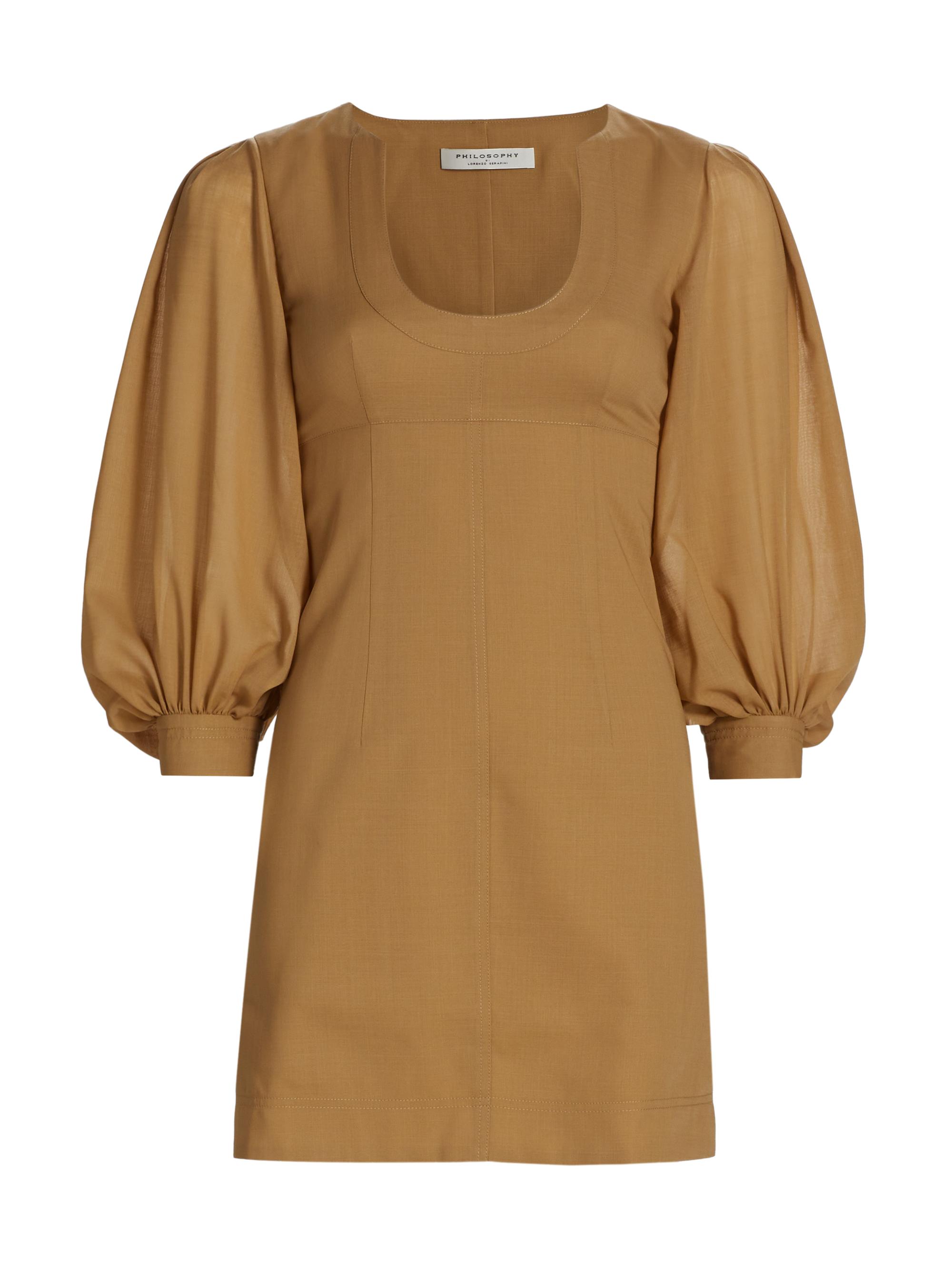 Philosophy di Lorenzo Serafini Women's Stitched Puff-Sleeve Minidress - Beige