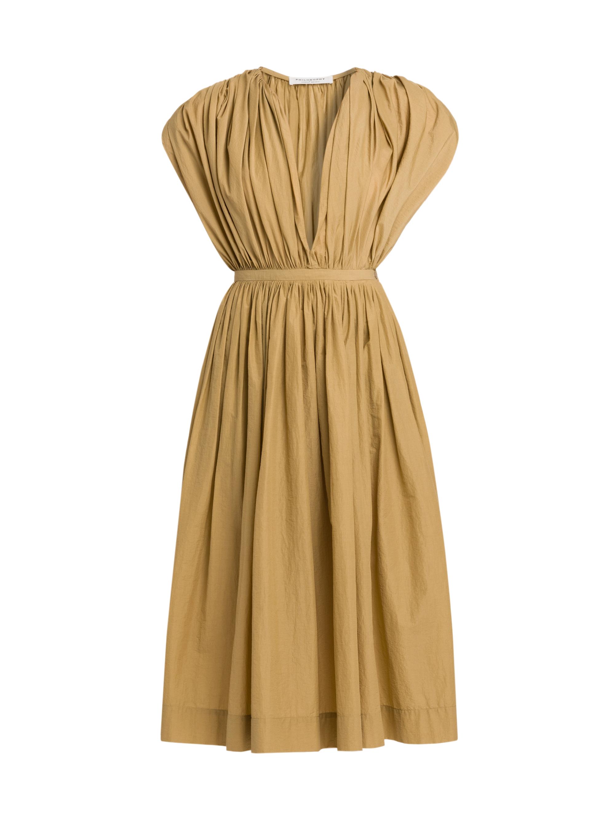 Philosophy di Lorenzo Serafini Women's Gathered Cotton-Blend Midi-Dress - Beige