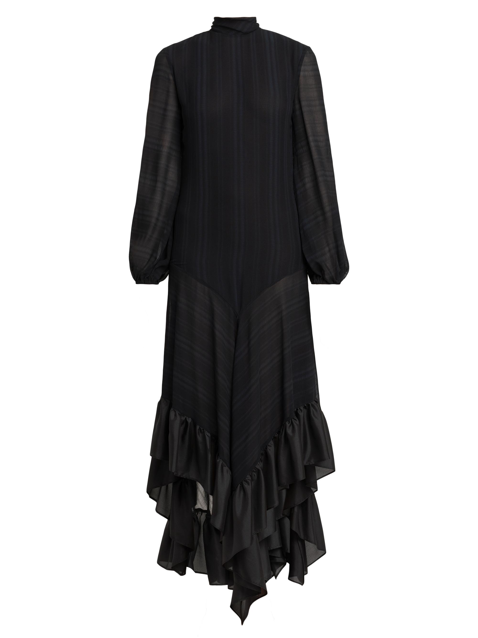 Philosophy di Lorenzo Serafini Women's Ruffled Silk Tie-Back Maxi Dress - Black
