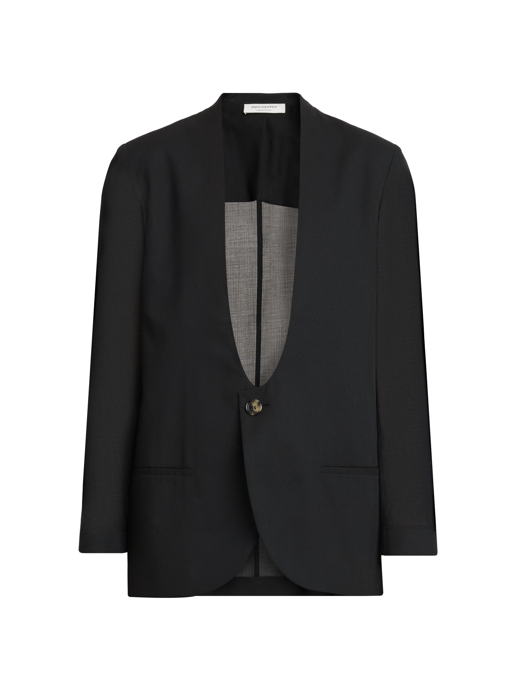 Philosophy di Lorenzo Serafini Women's Sheer Wool-Blend Voile U-Neck Blazer - Black