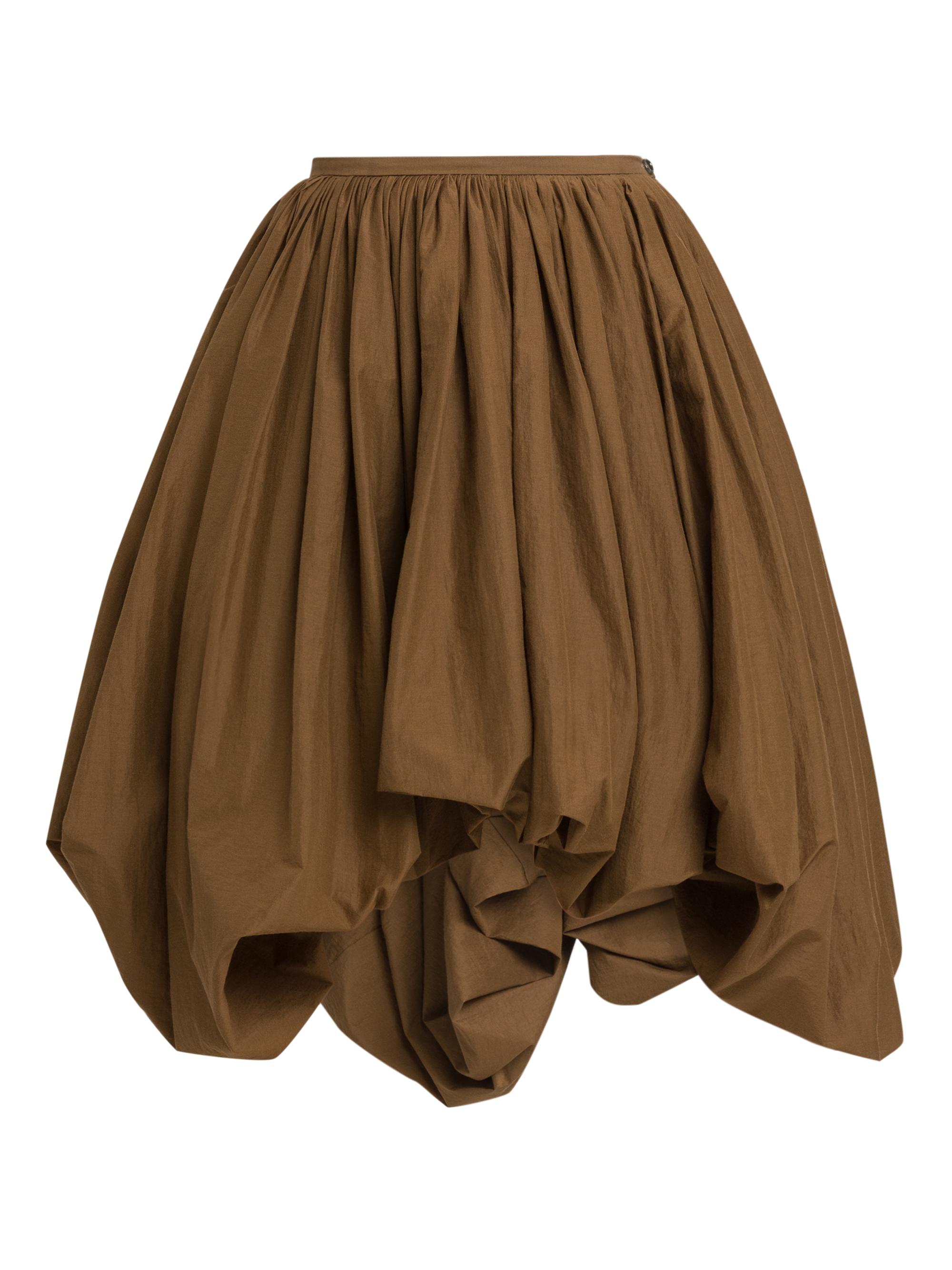 Philosophy di Lorenzo Serafini Women's Gathered Asymmetric Bubble-Hem Skirt - Brown