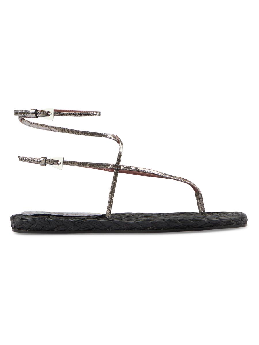 Paris Texas Hydra Metallic Python Leather Flat Sandals