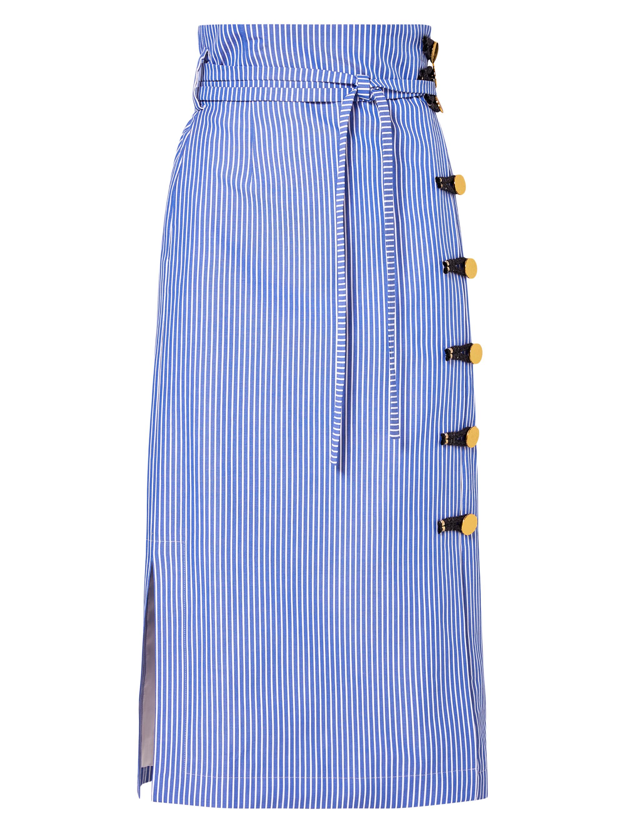 Altuzarra Women's Hiroki Striped Cotton Midi Skirt - Tidal Blue Stripe
