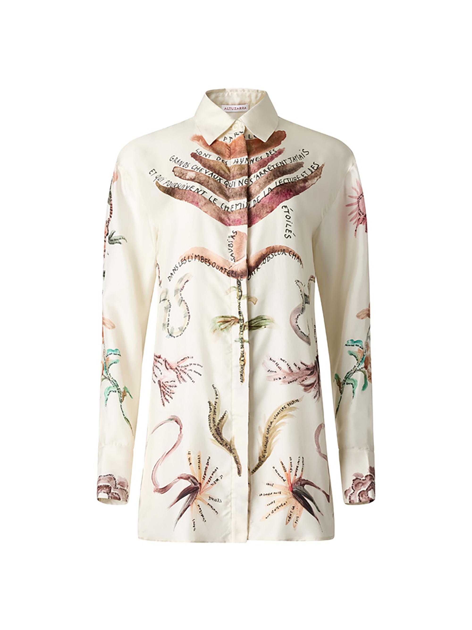 Altuzarra Women's Chika Printed Silk Button-Front Shirt -  Figurative Tattoo
