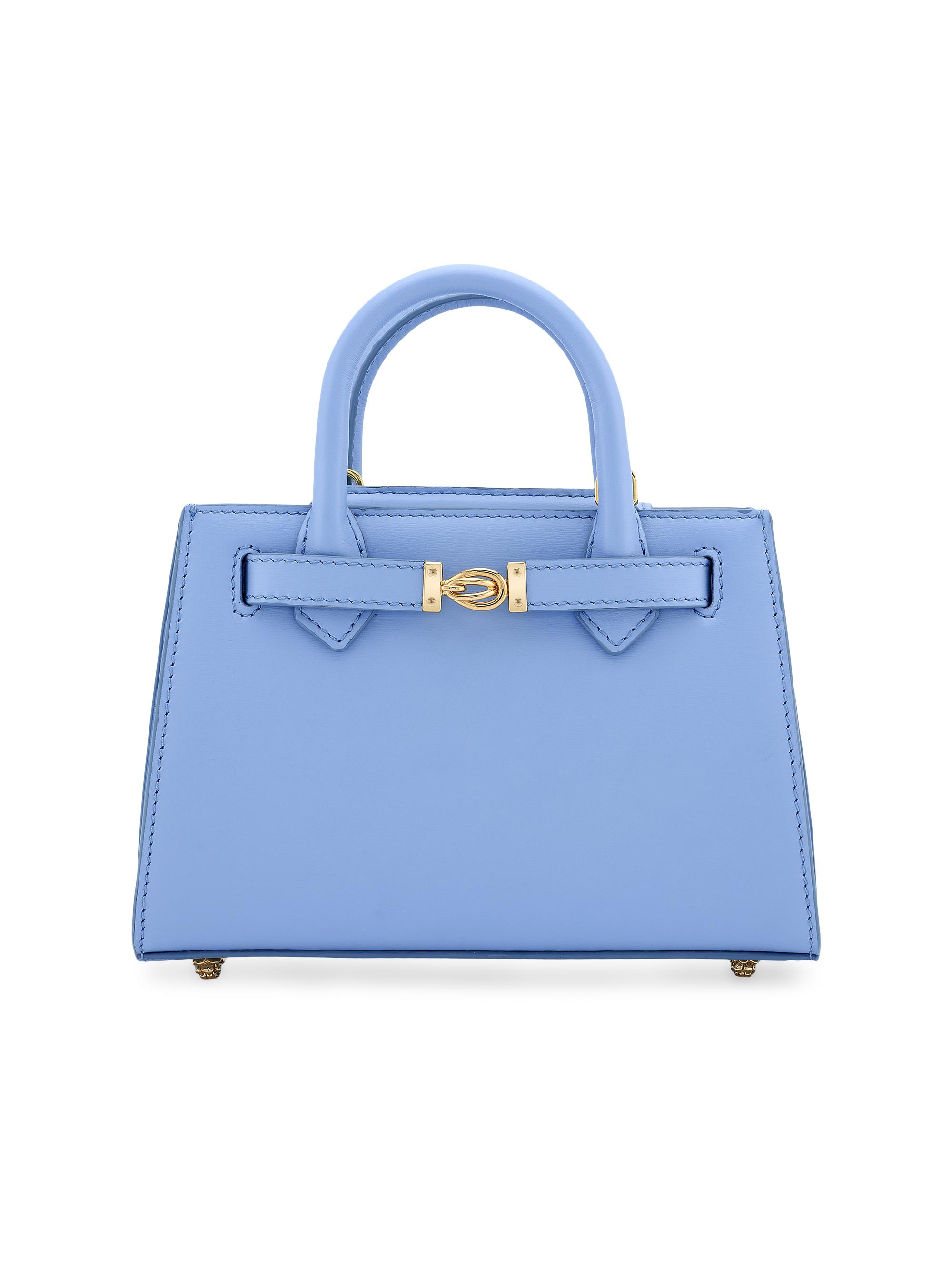 Tyler Ellis Women's Winnie Top Handle Bag Mini in Du Puy Leather - Maya Blue