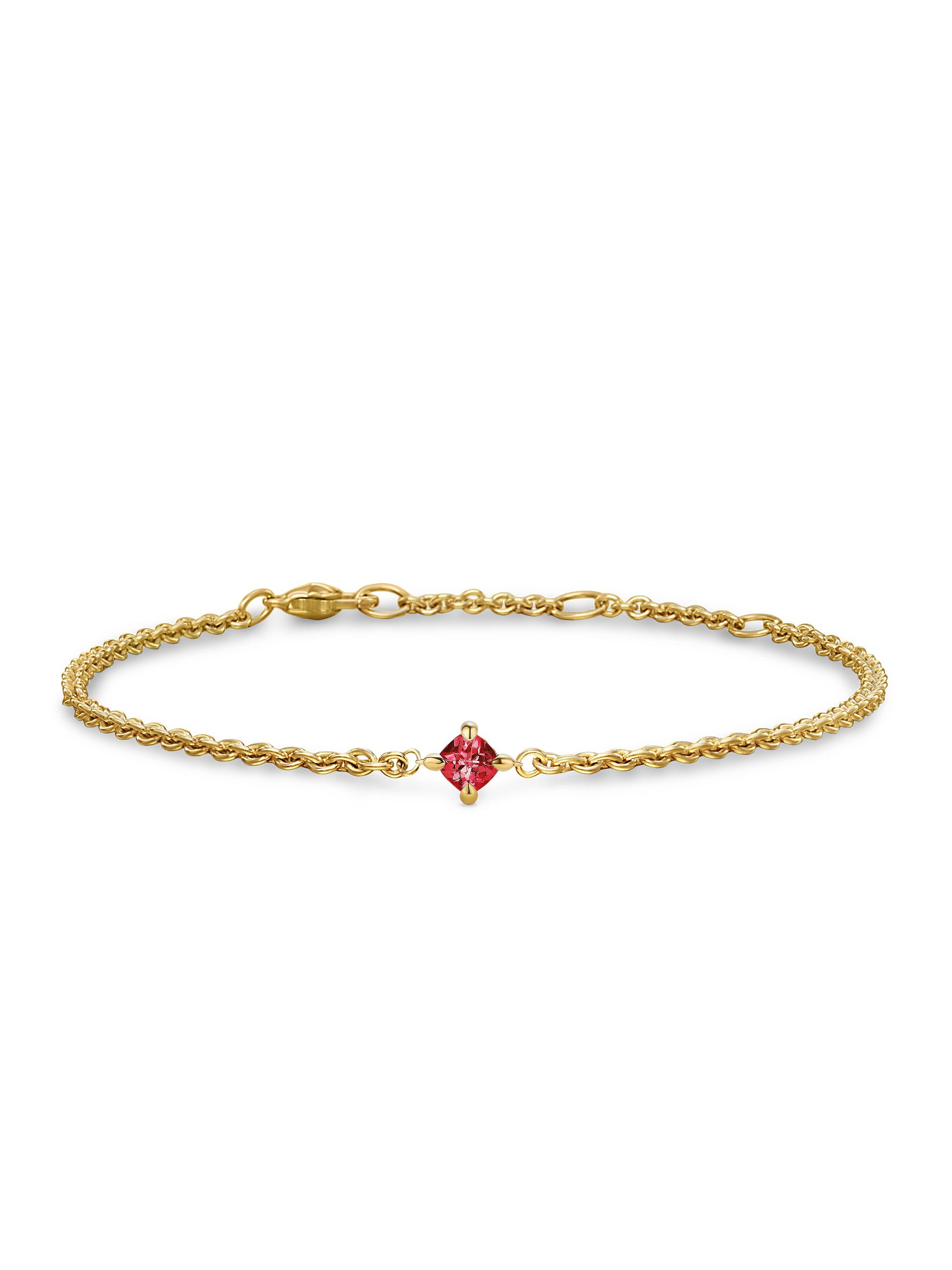 David Yurman Women's Micro Chatelaine Chain Bracelet in 18K Yellow Gold - Garnet