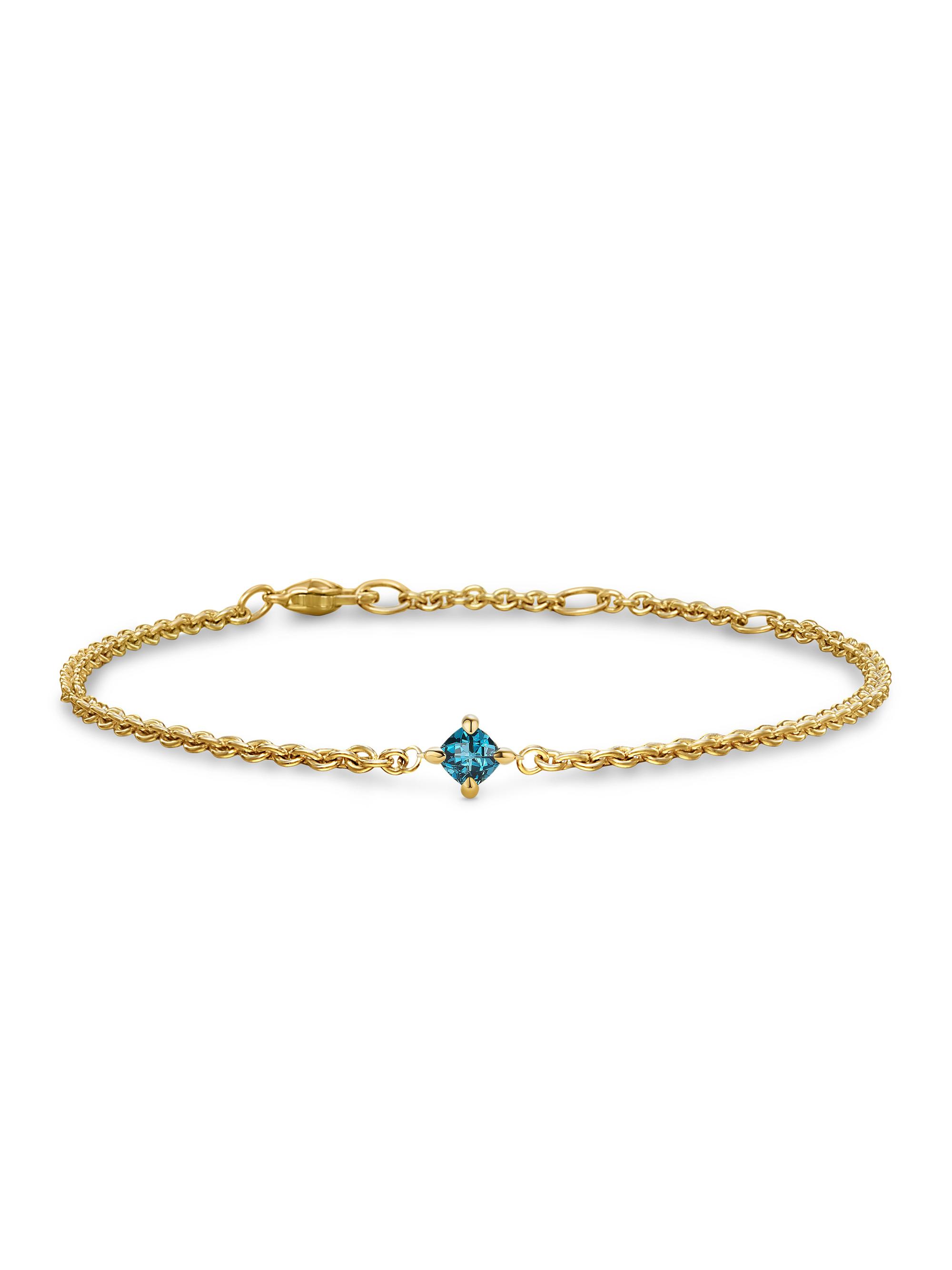 David Yurman Women's Micro Chatelaine Chain Bracelet in 18K Yellow Gold - Hampton Blue Topaz
