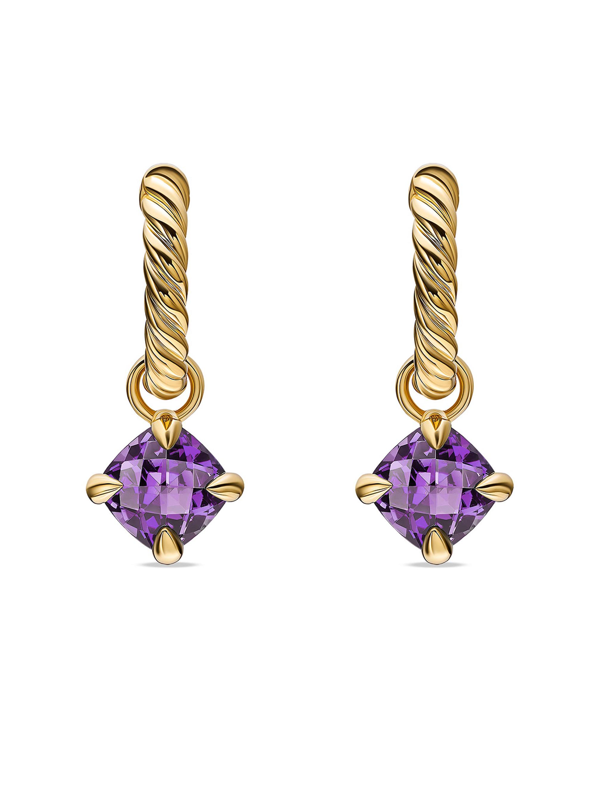 David Yurman Women's Micro Chatelaine Drop Earrings in 18K Yellow Gold - Amethyst