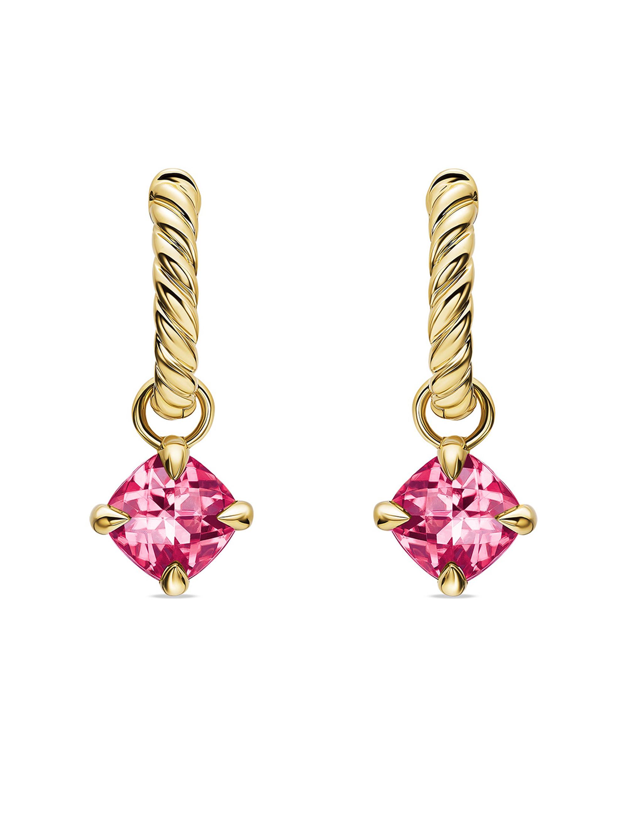 David Yurman Women's Micro Chatelaine Drop Earrings in 18K Yellow Gold - Pink Tourmaline