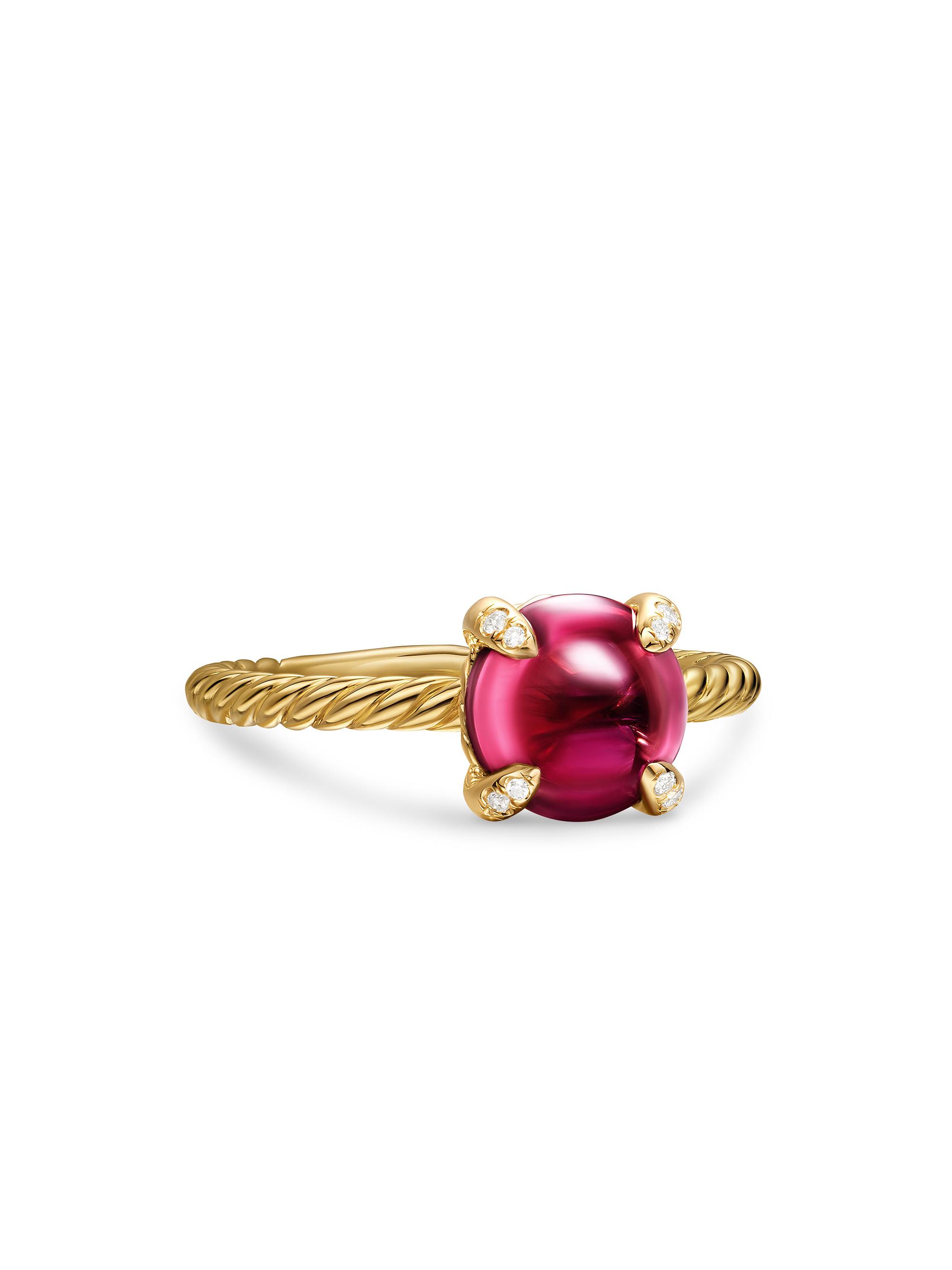 David Yurman Women's Petite Chatelaine Ring in 18K Yellow Gold - Rhodolite Garnet