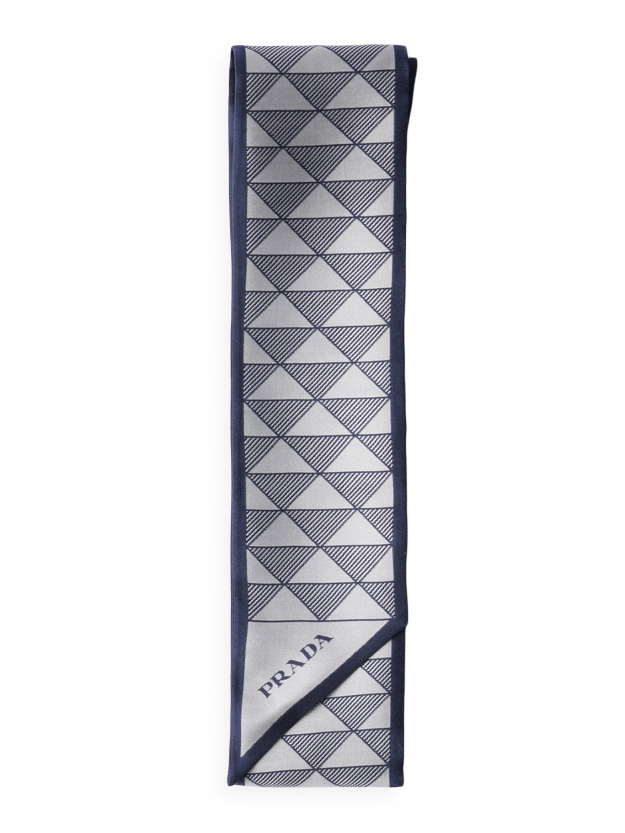 Prada Women's Printed Silk Skinny Scarf - Blue
