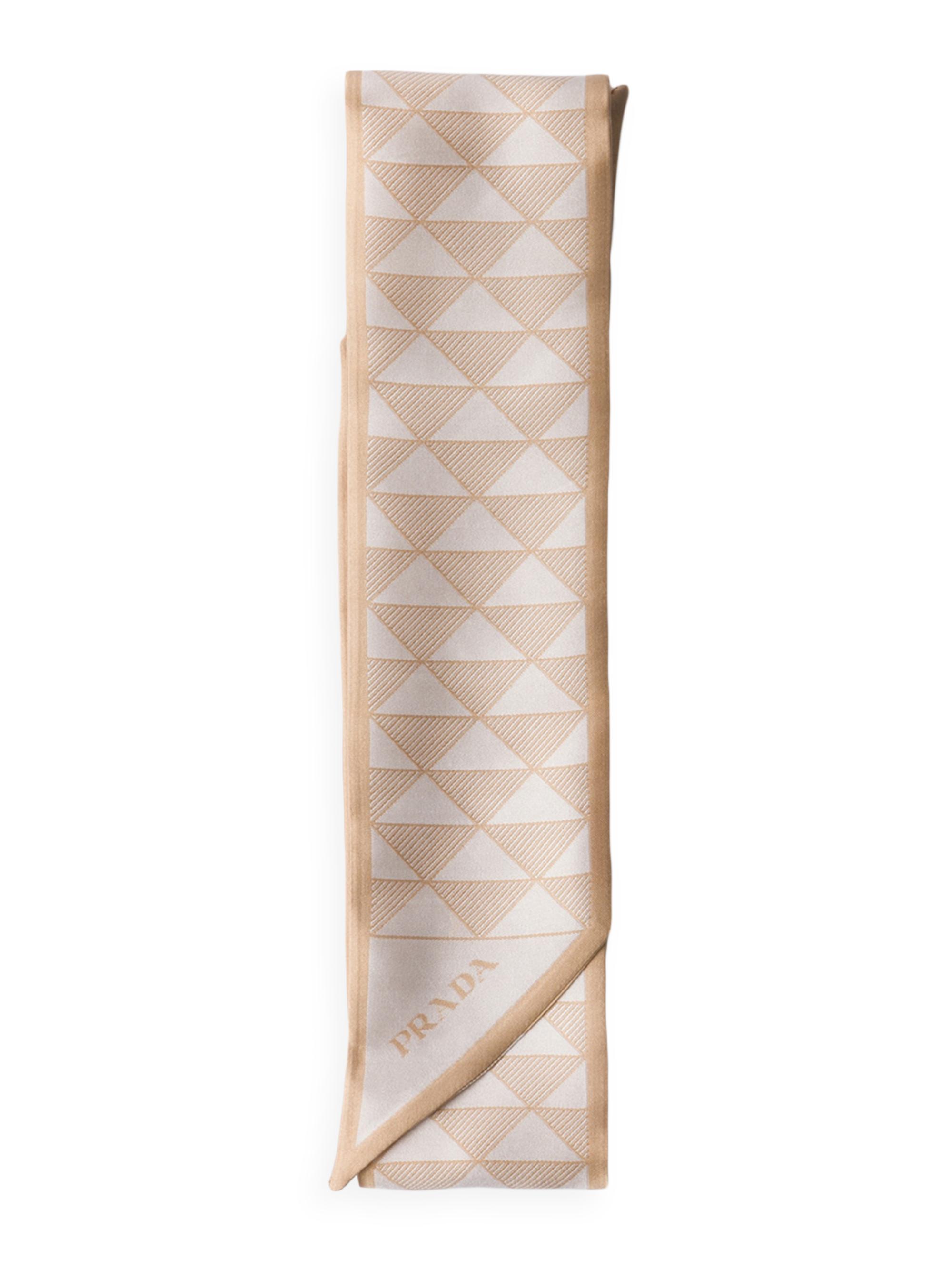 Prada Women's Printed Silk Skinny Scarf - Brown