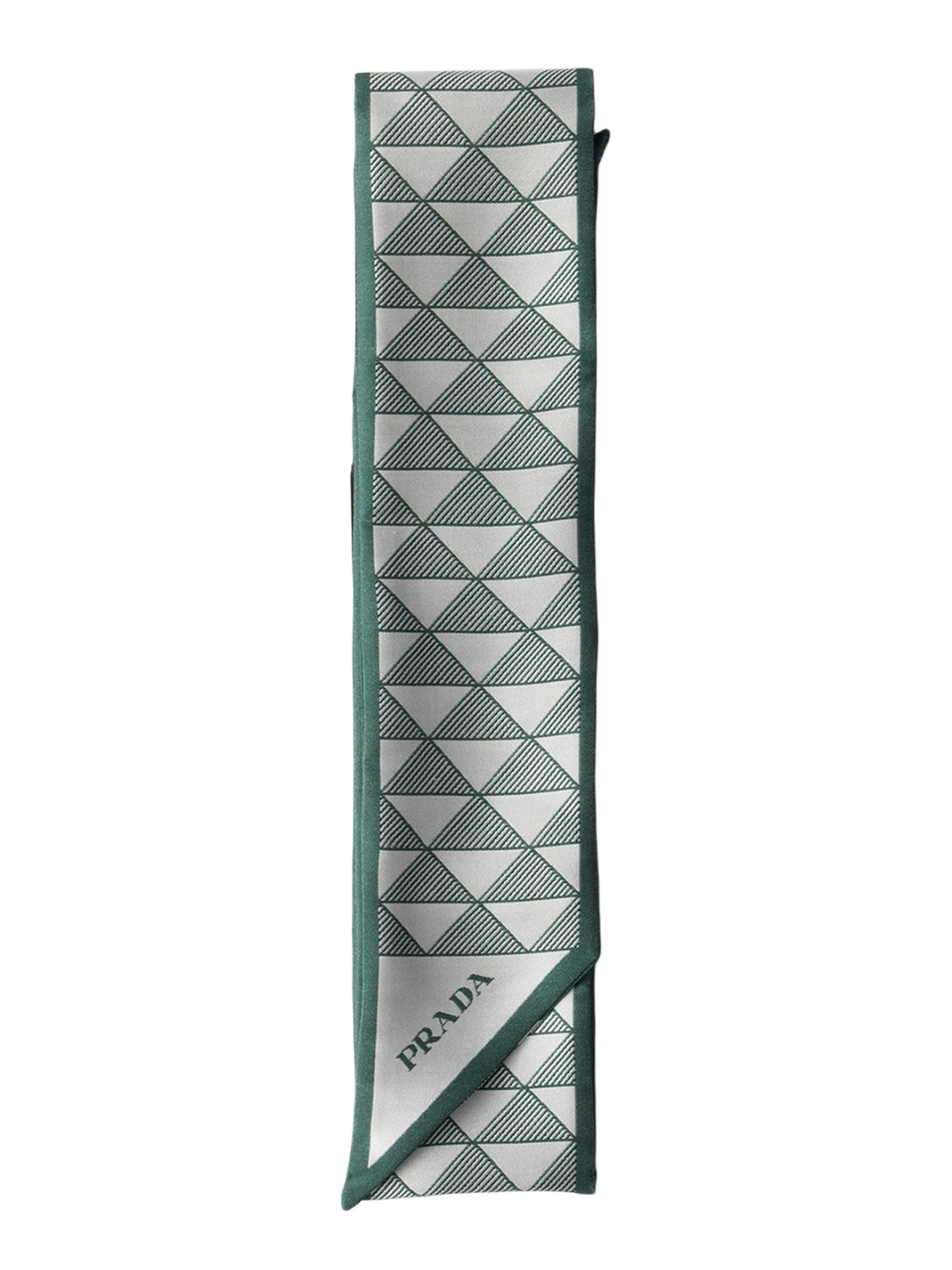 Prada Women's Printed Silk Skinny Scarf - Green