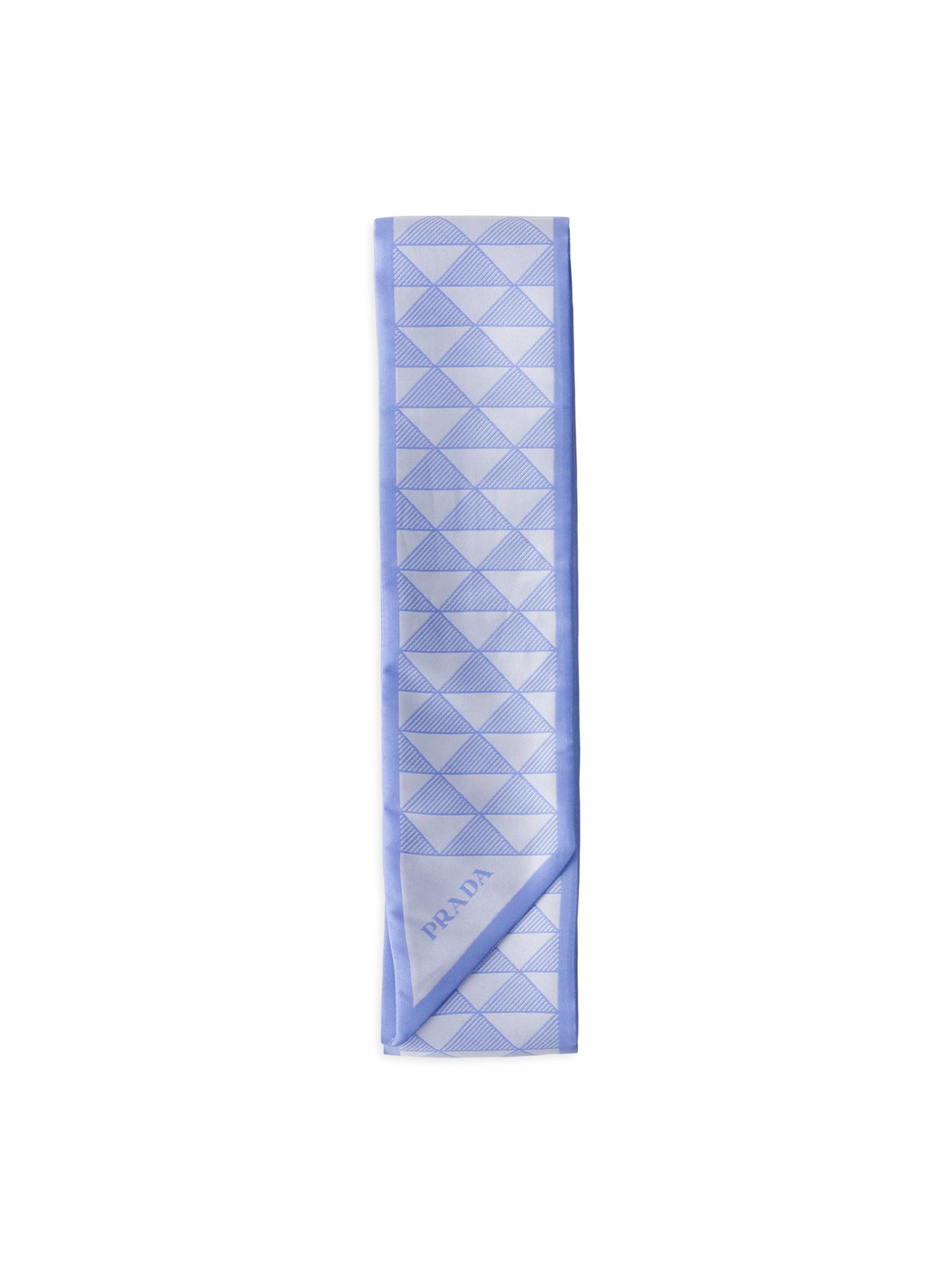 Prada Women's Printed Silk Skinny Scarf - Light Blue