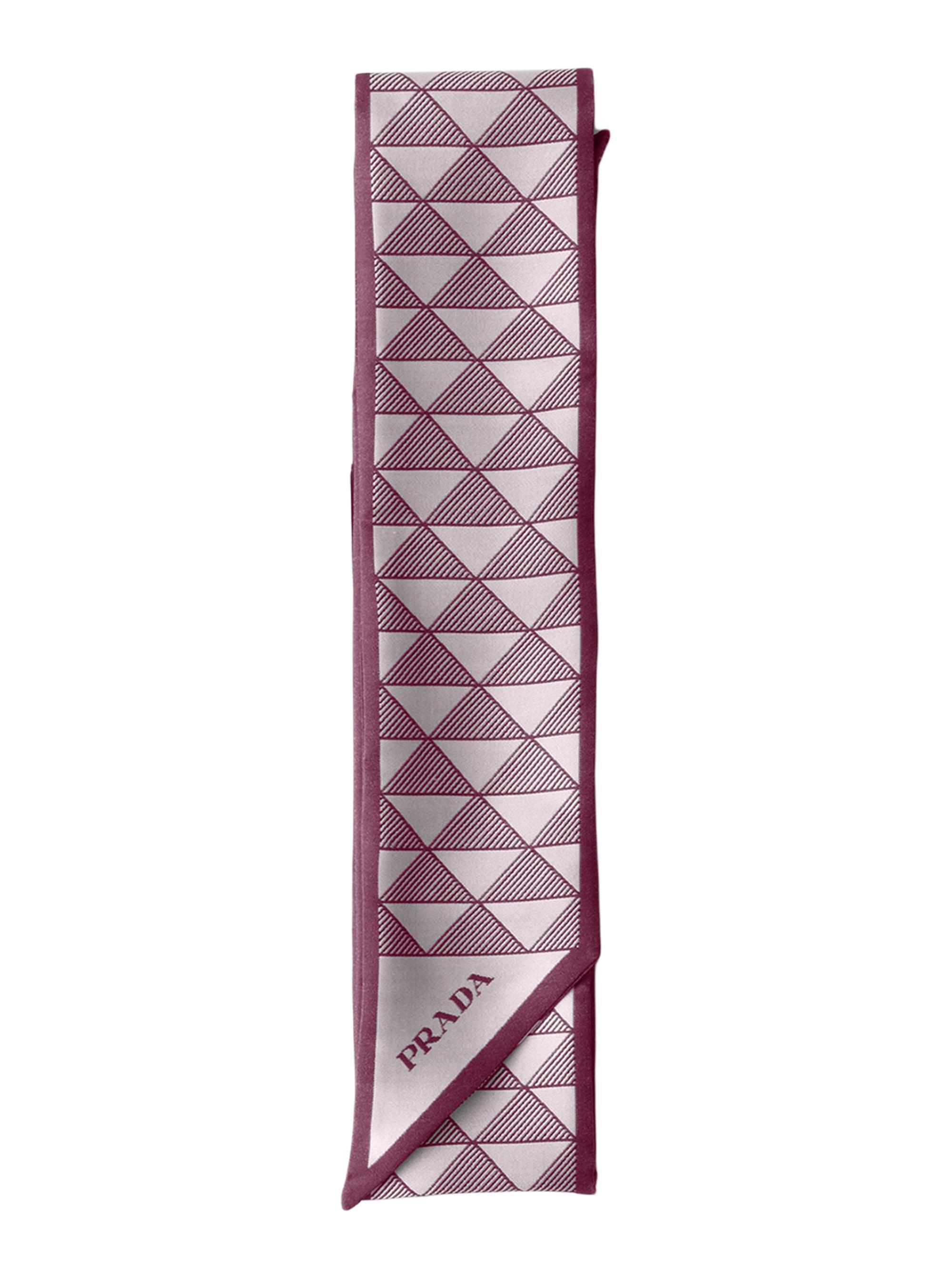 Prada Women's Printed Silk Skinny Scarf - Purple | Thumbnail 4