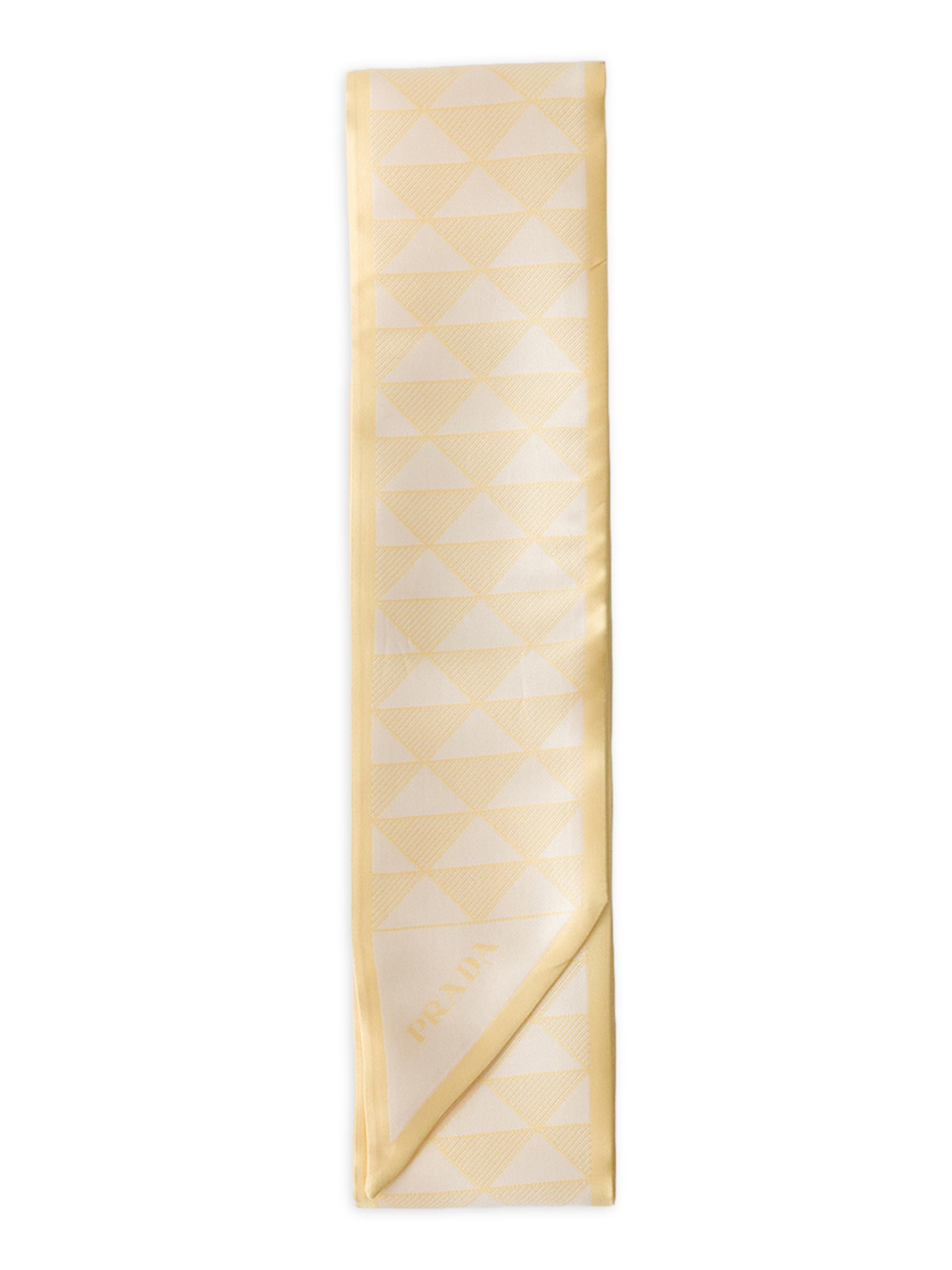 Prada Women's Printed Silk Skinny Scarf - Yellow
