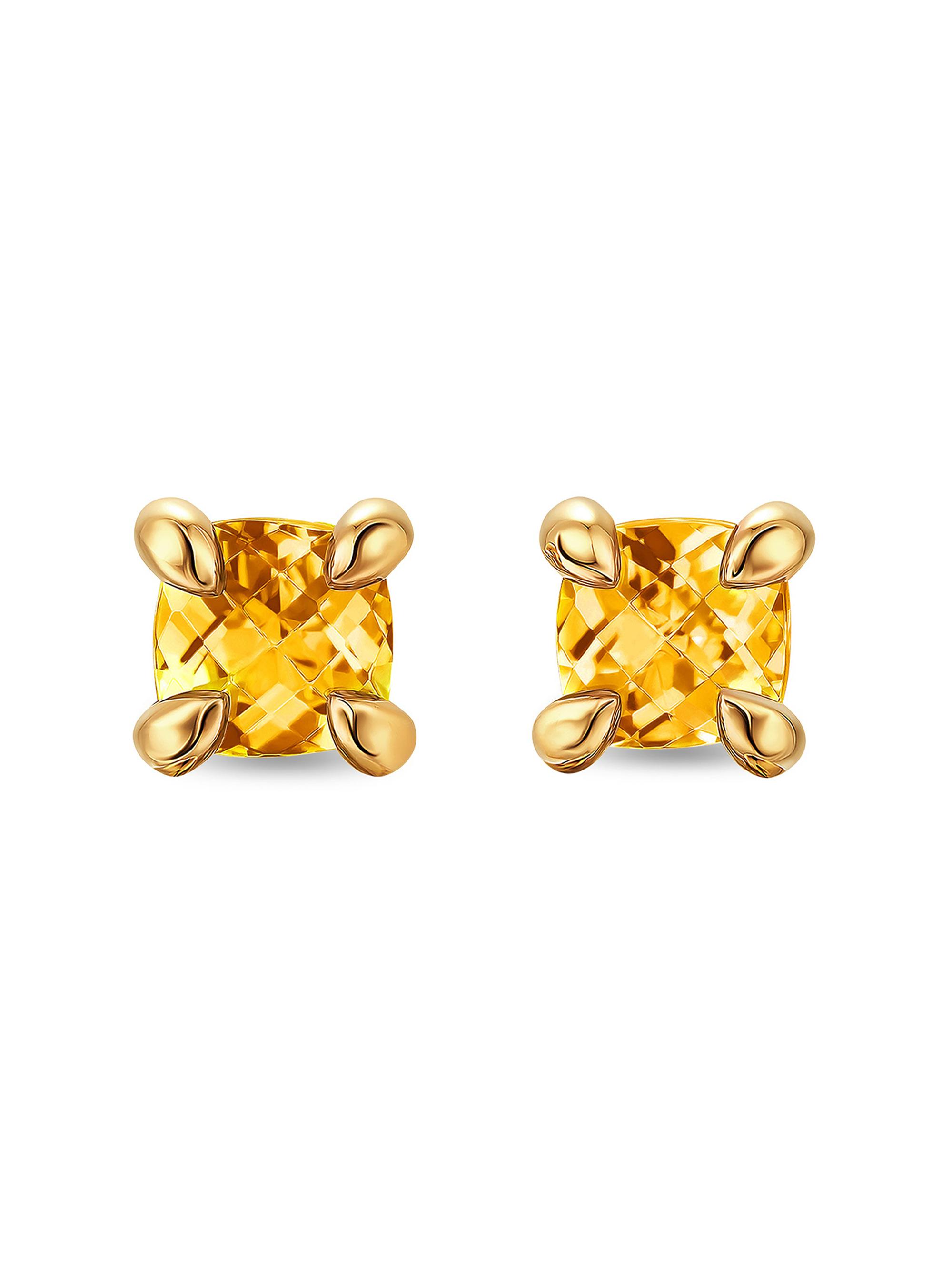 David Yurman Women's Micro Chatelaine Stud Earrings in 18K Yellow Gold - Citrine