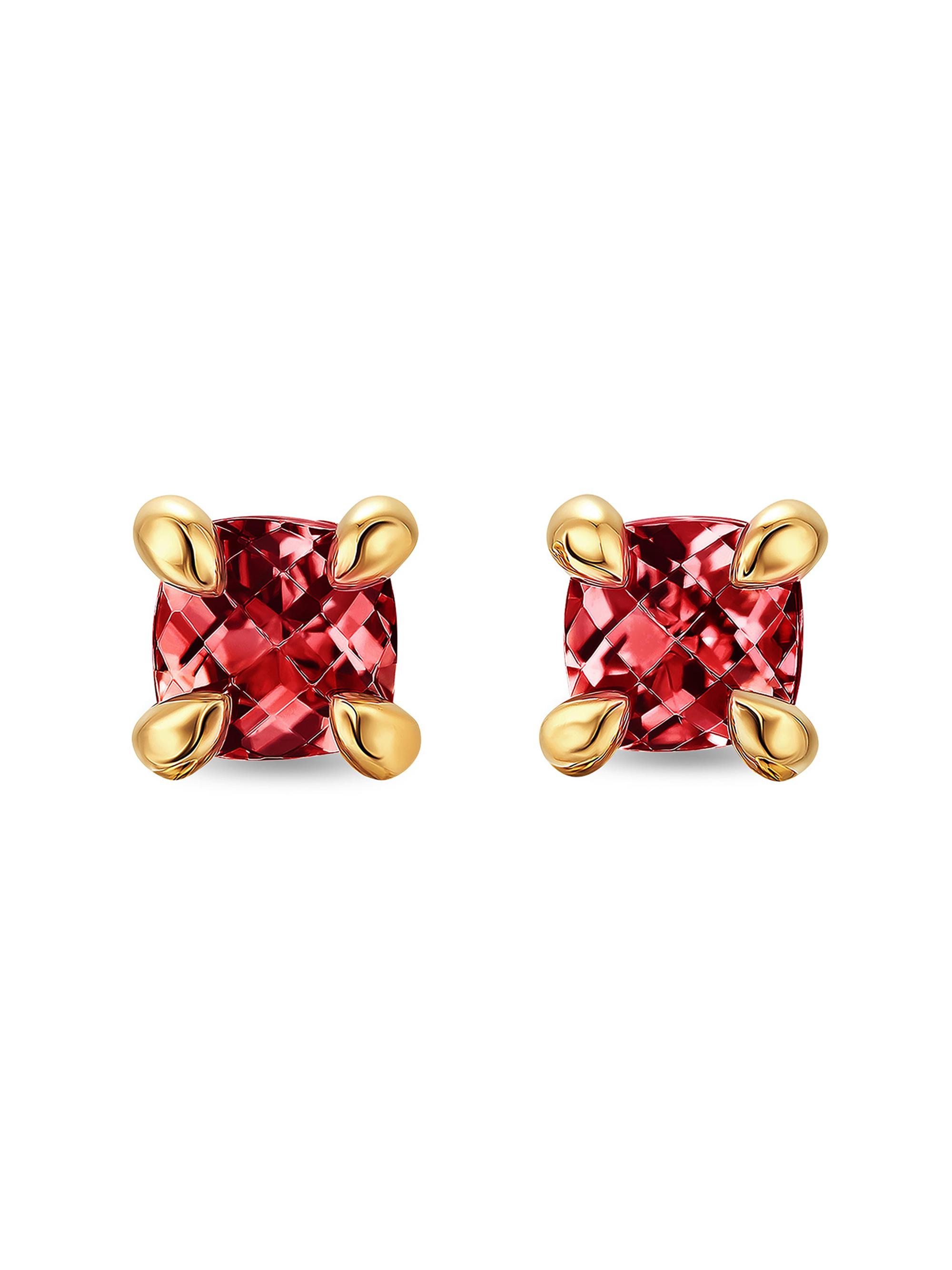 David Yurman Women's Micro Chatelaine Stud Earrings in 18K Yellow Gold - Garnet - Women's Jewelry And Watches