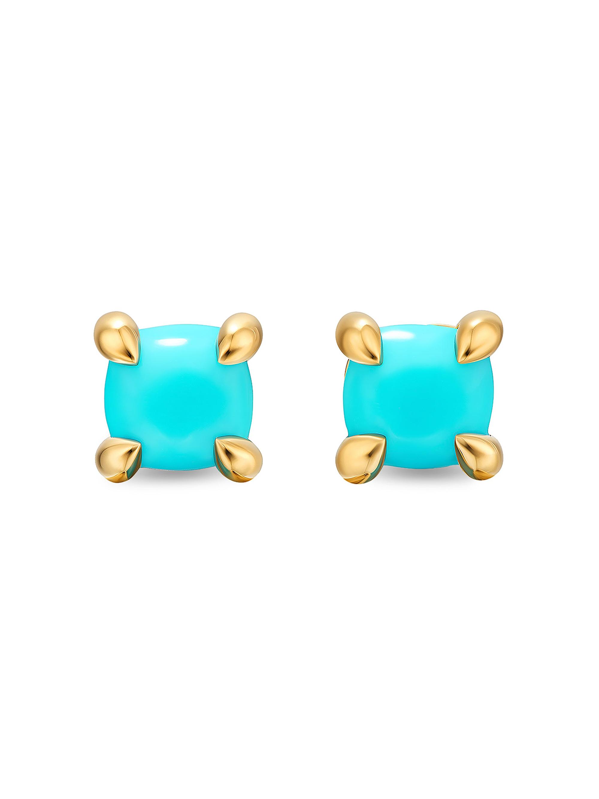David Yurman Women's Micro Chatelaine Stud Earrings in 18K Yellow Gold - Turquoise