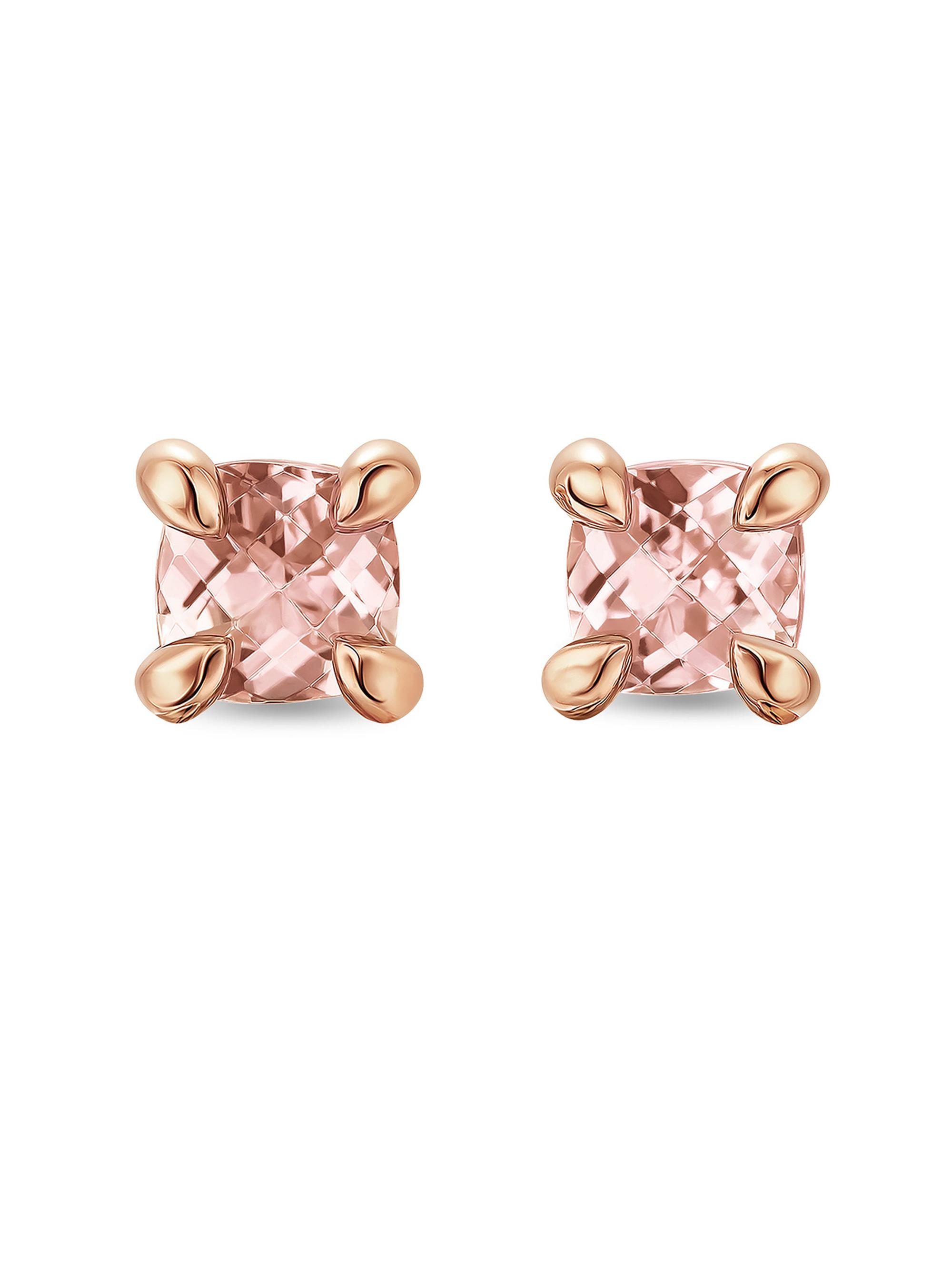 David Yurman Women's Micro Chatelaine Stud Earrings in 18K Rose Gold with Morganite, 4.8MM - Morganite