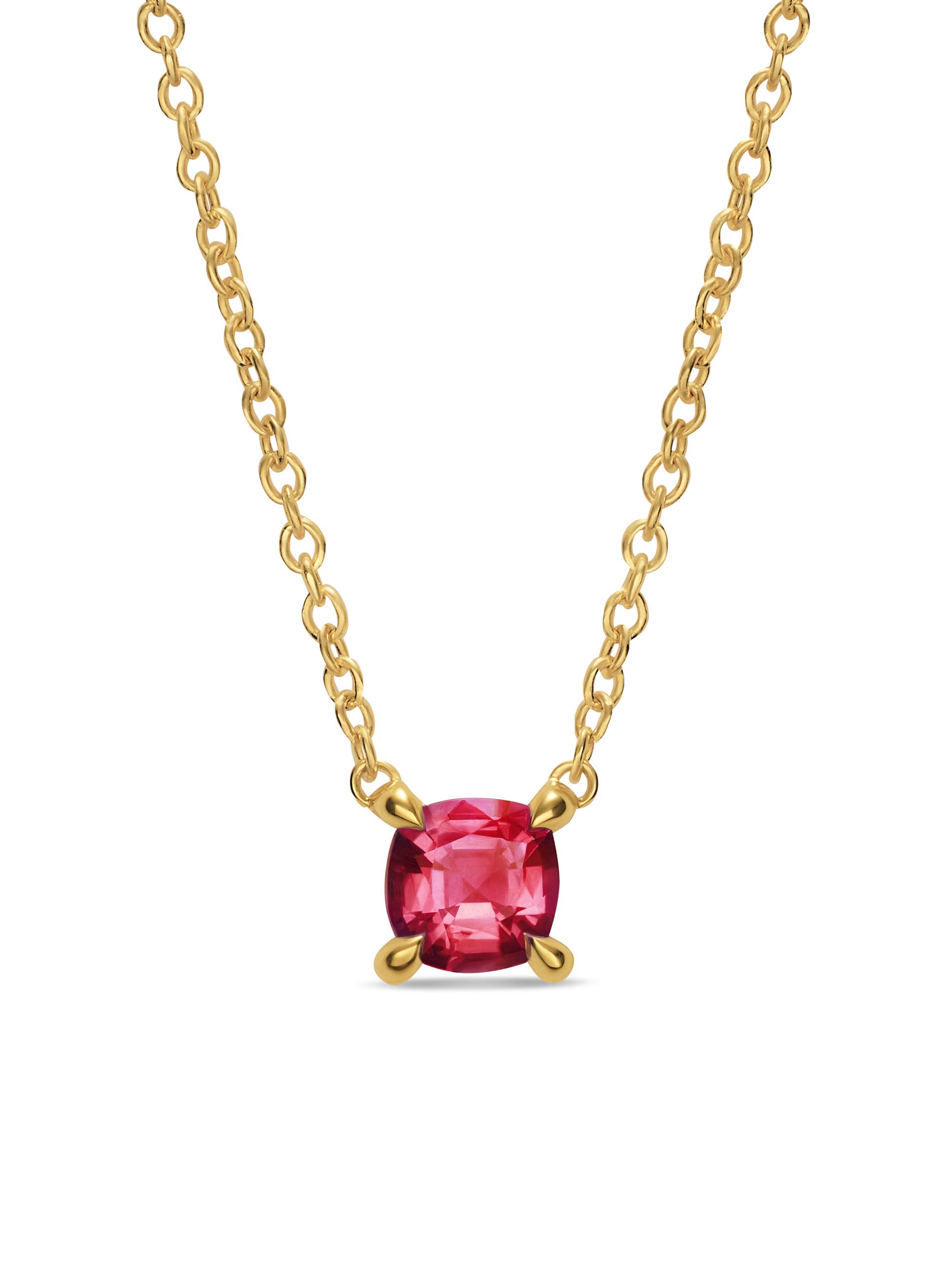 David Yurman Women's Micro Chatelaine Pendant Necklace in 18K Yellow Gold - Ruby