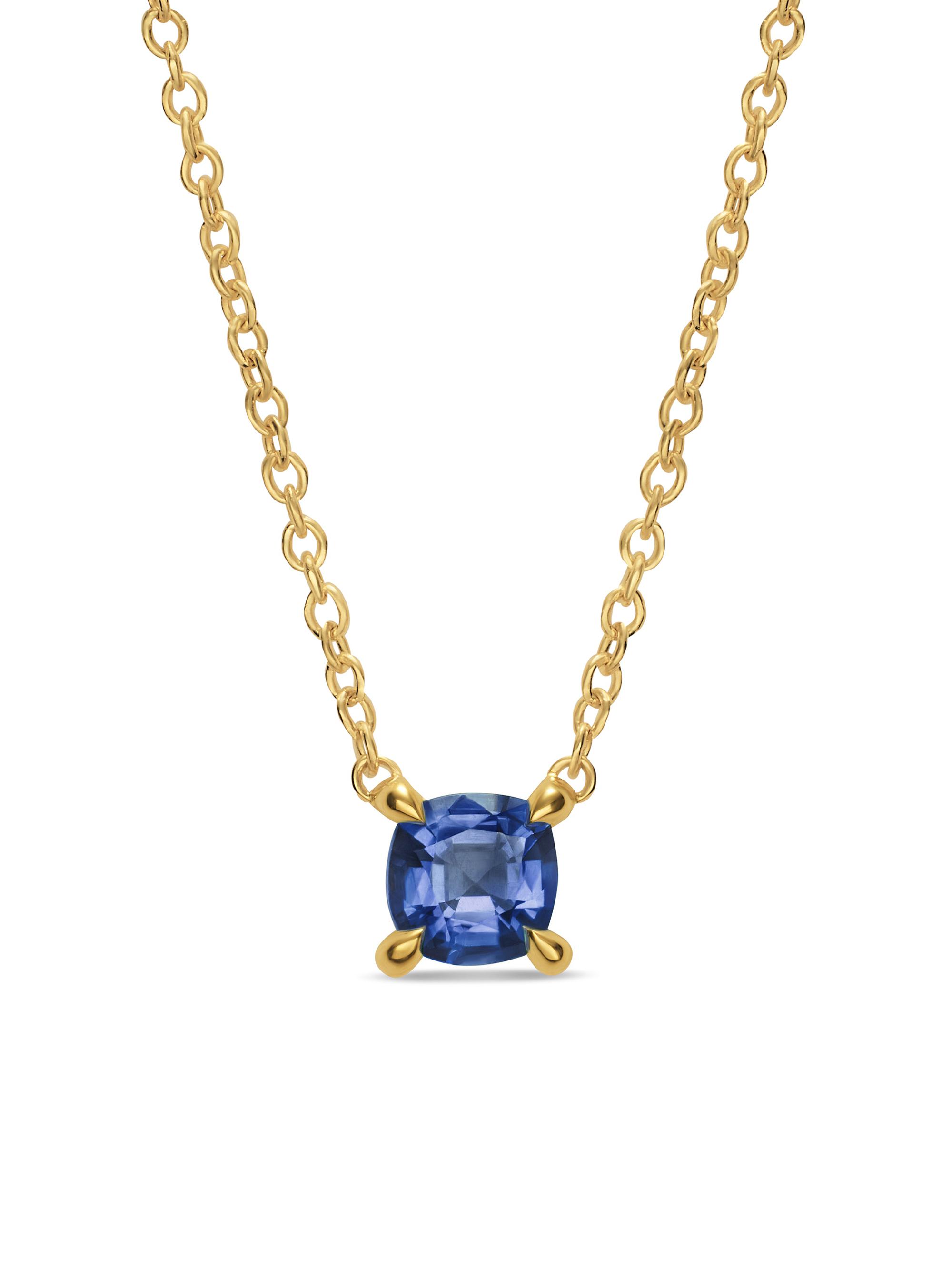 David Yurman Women's Micro Chatelaine Pendant Necklace in 18K Yellow Gold - Sapphire