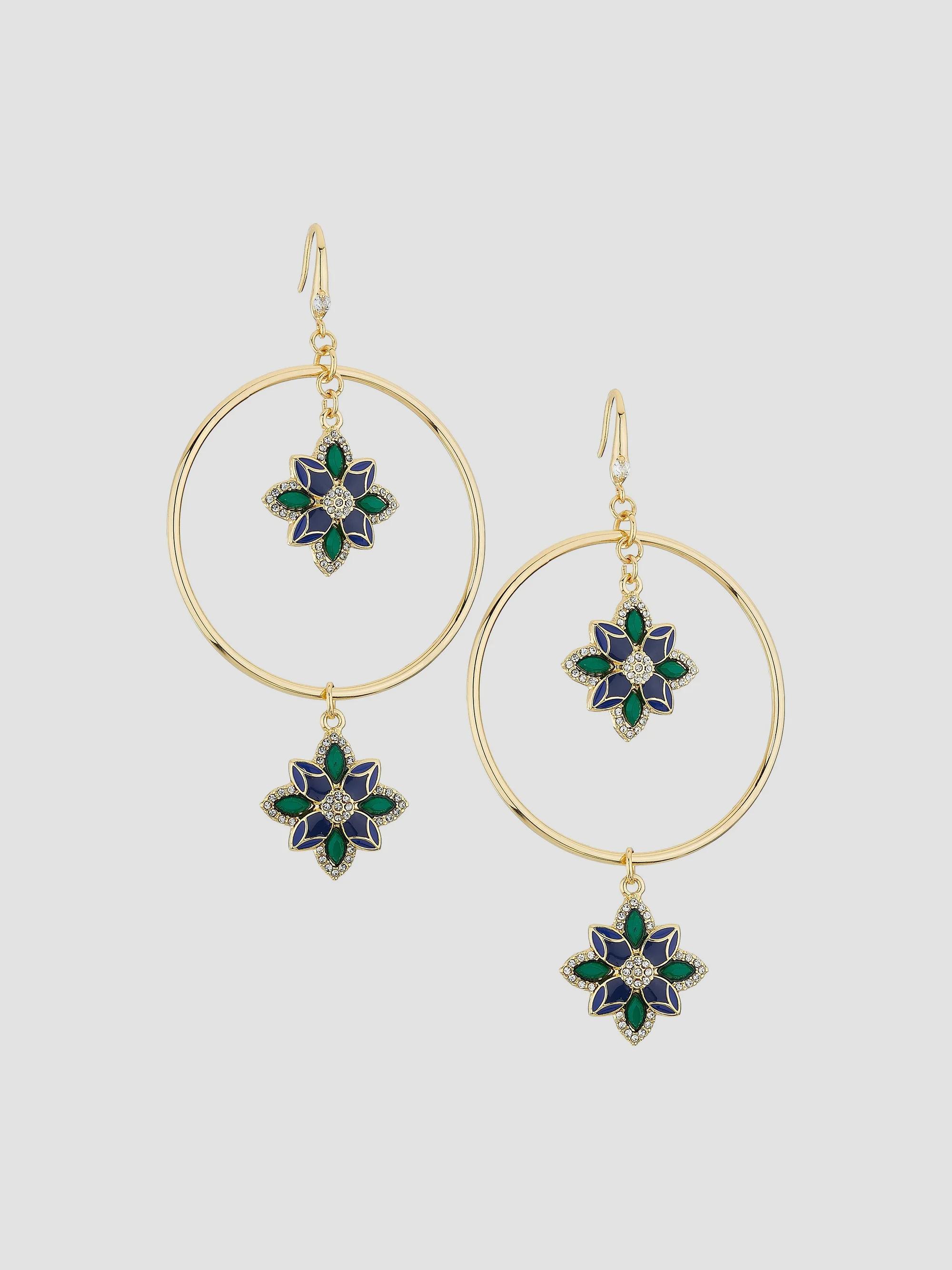 Ramy Brook Women's Flower Charm Camila Goldtone & Enamel Drop Earrings - Gold
