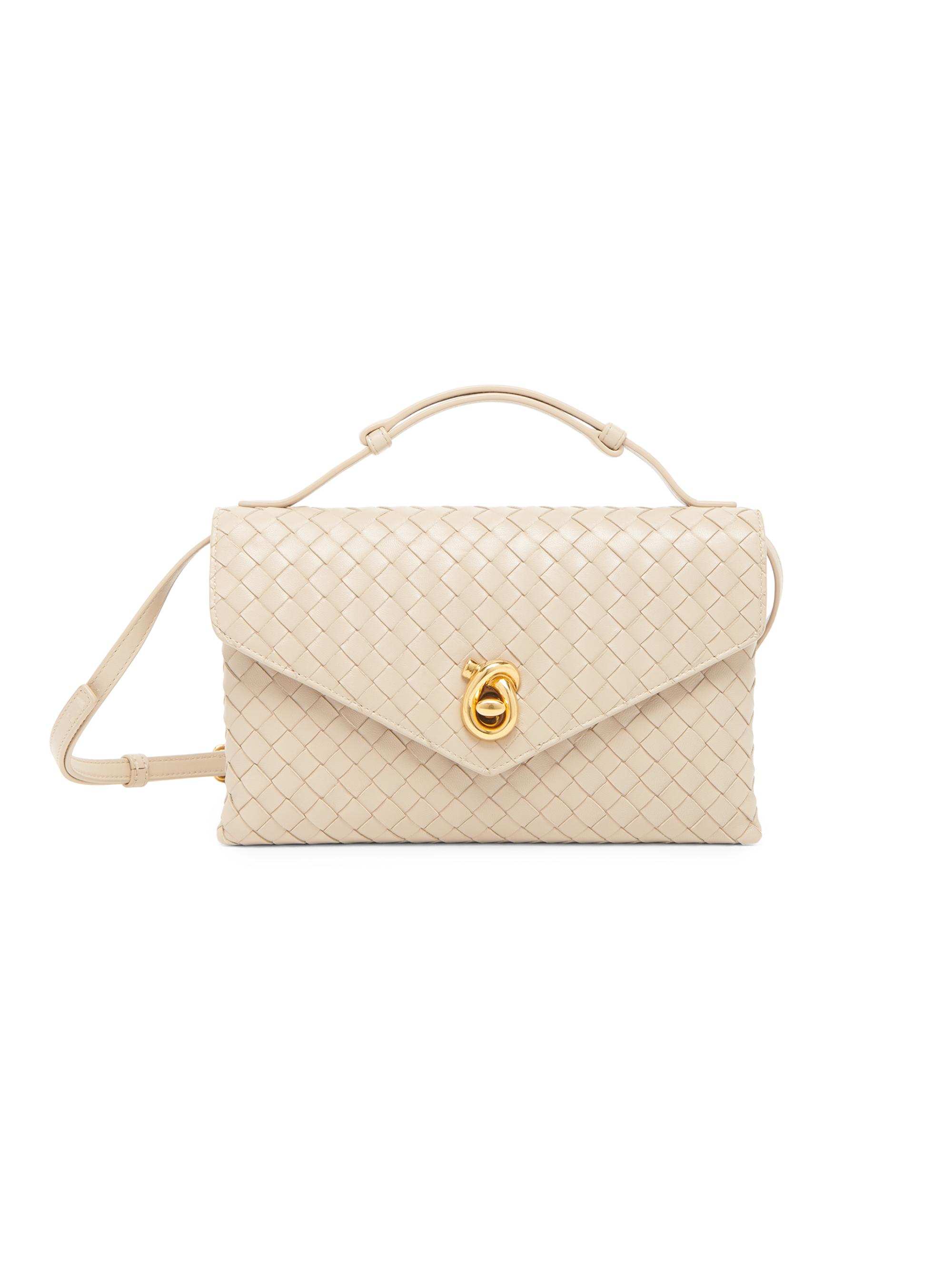 Bottega Veneta Women's Knot Lock Intrecciato Leather Top Handle Bag - Ecru Muse Brass
