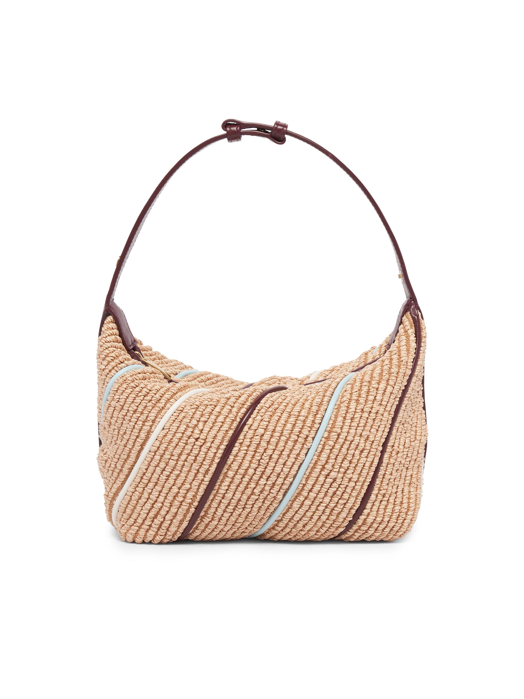 Bottega Veneta Wallace Leather-Striped Raffia Shoulder Bag | Saks