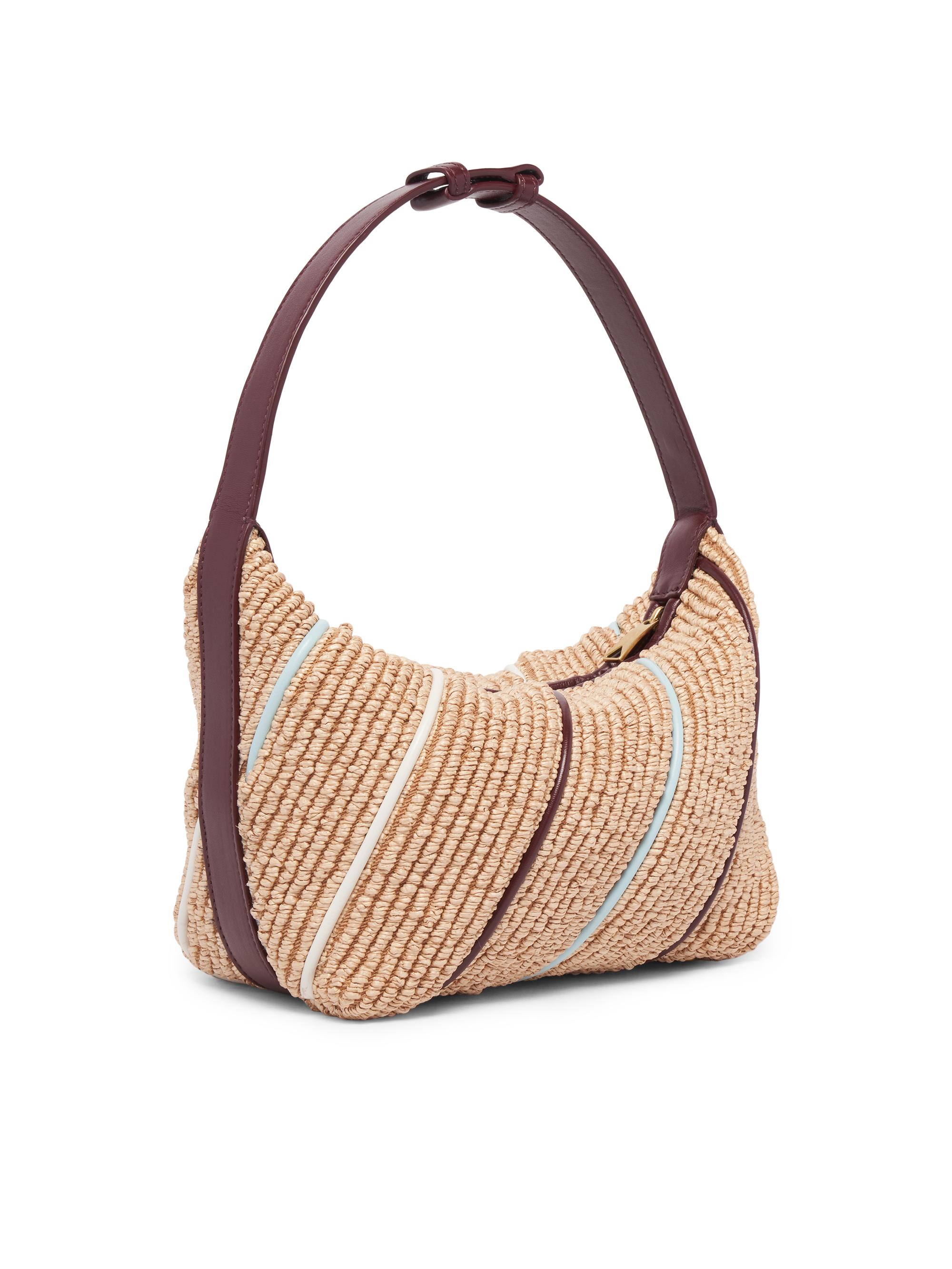 Bottega Veneta Wallace Leather-Striped Raffia Shoulder Bag | Saks