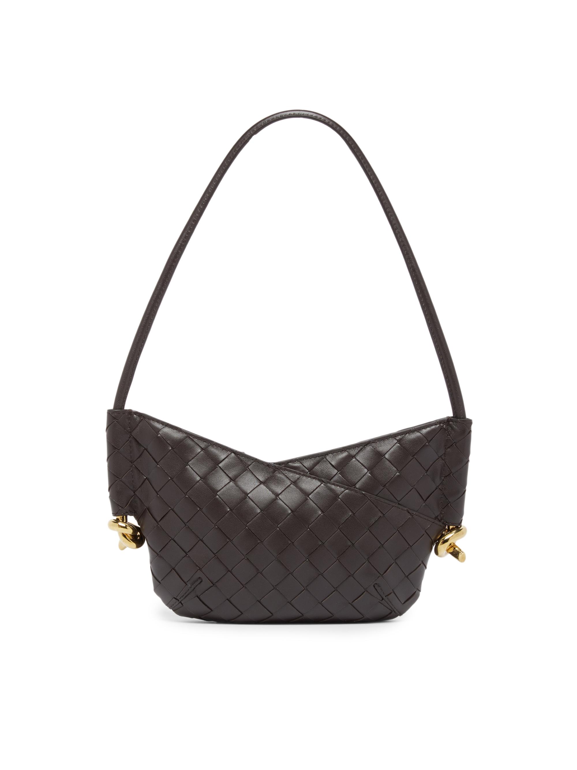 Bottega Veneta Women's Mini Baby Solstice Intrecciato Leather Shoulder Bag - Dark Barolo Brass
