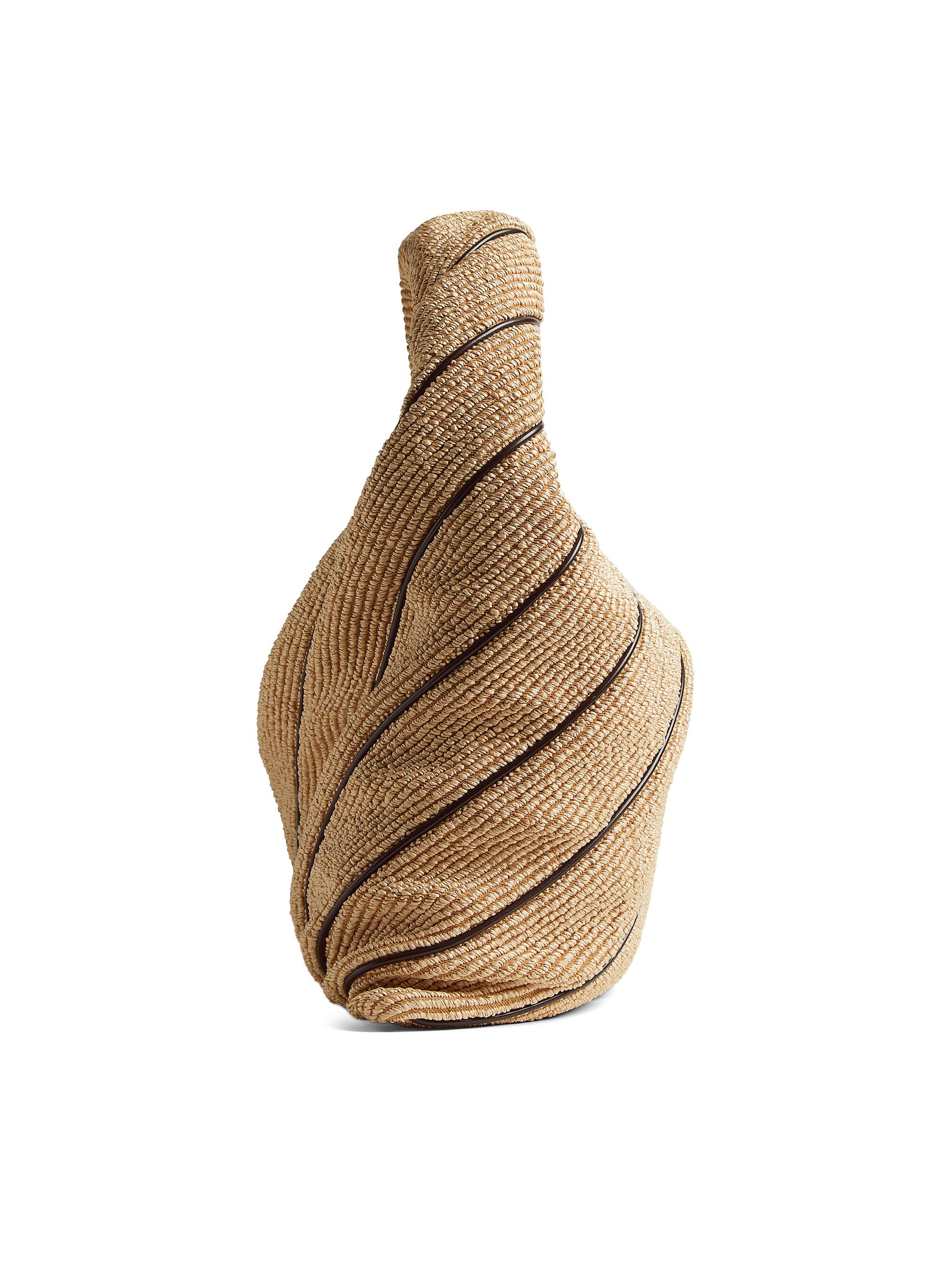 Bottega Veneta Large Hop Leather-Striped Raffia Shoulder Bag