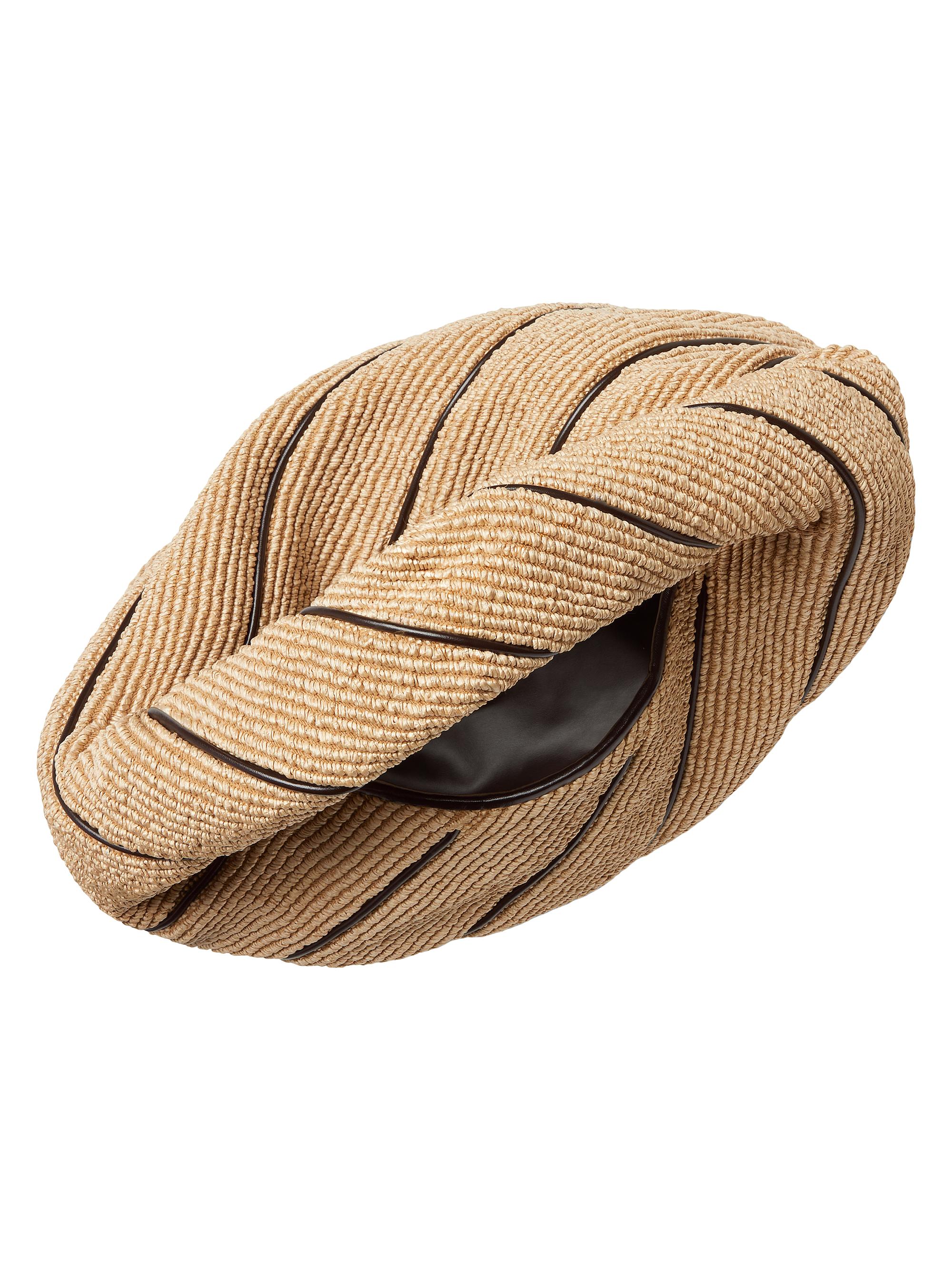 Bottega Veneta Large Hop Leather-Striped Raffia Shoulder Bag