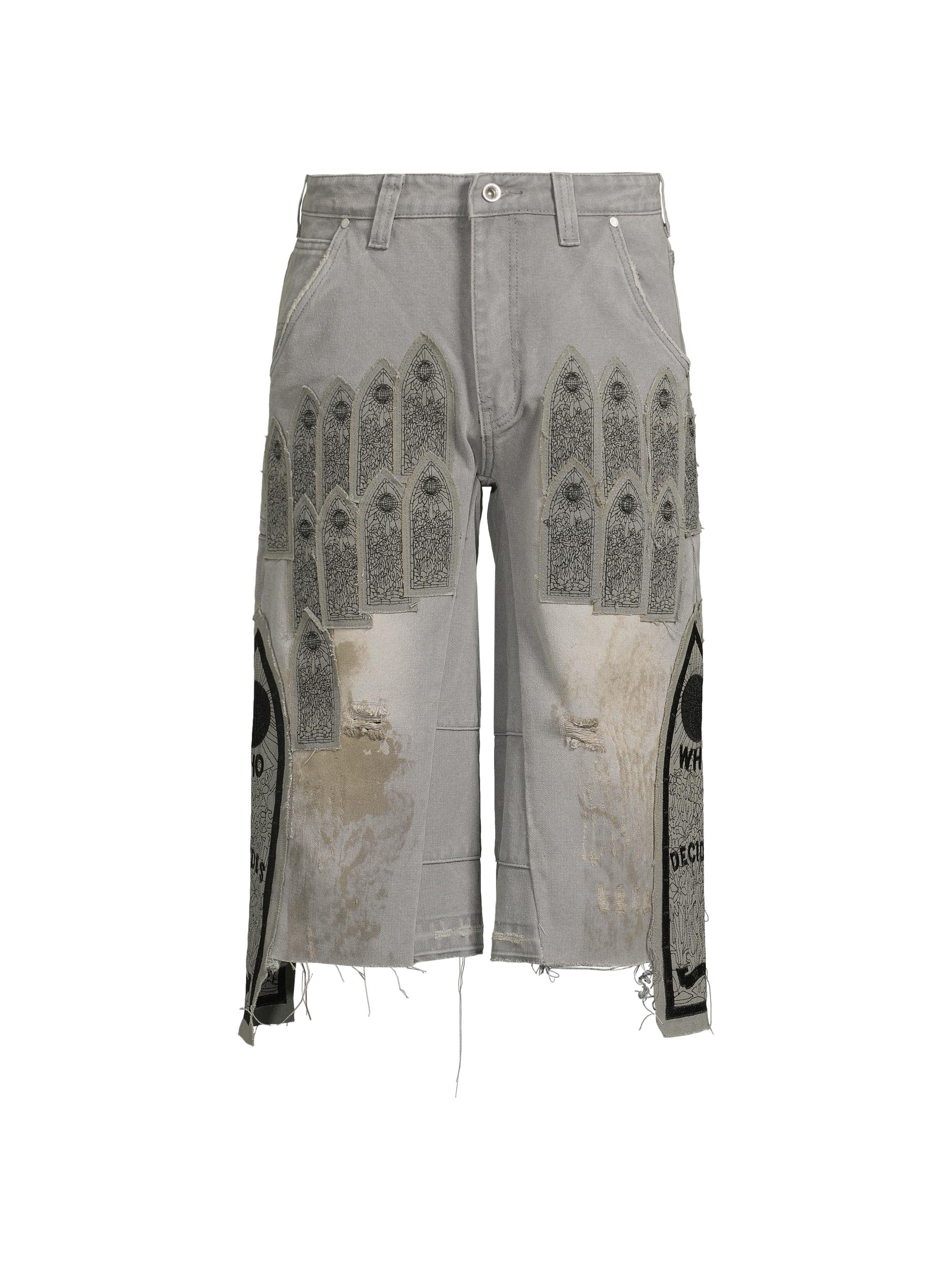 Who Decides War Men's Arched Patch Carpenter Shorts - Vintage Grey