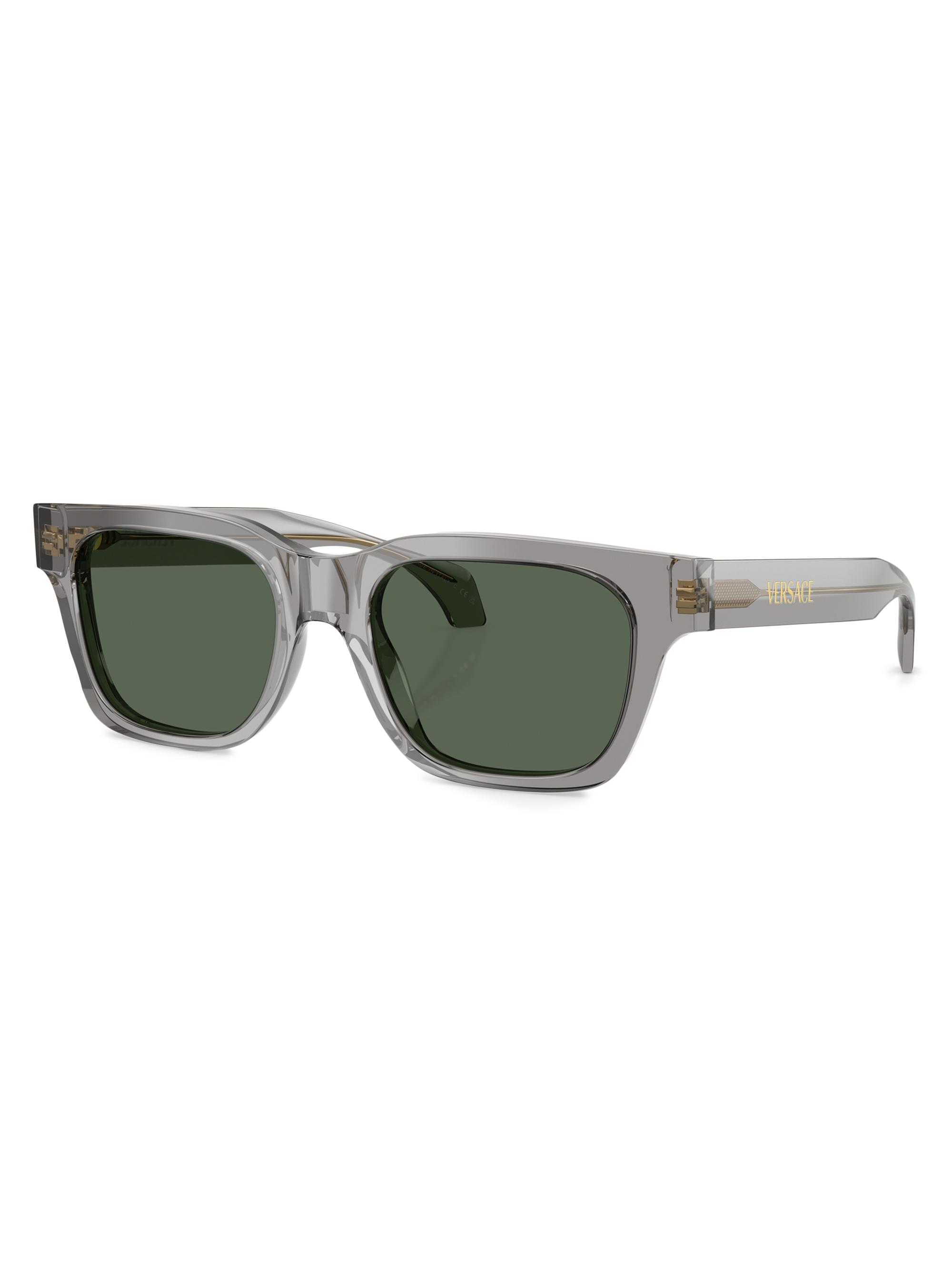 Versace Men's 52MM Square Sunglasses - Transparent Grey Olive