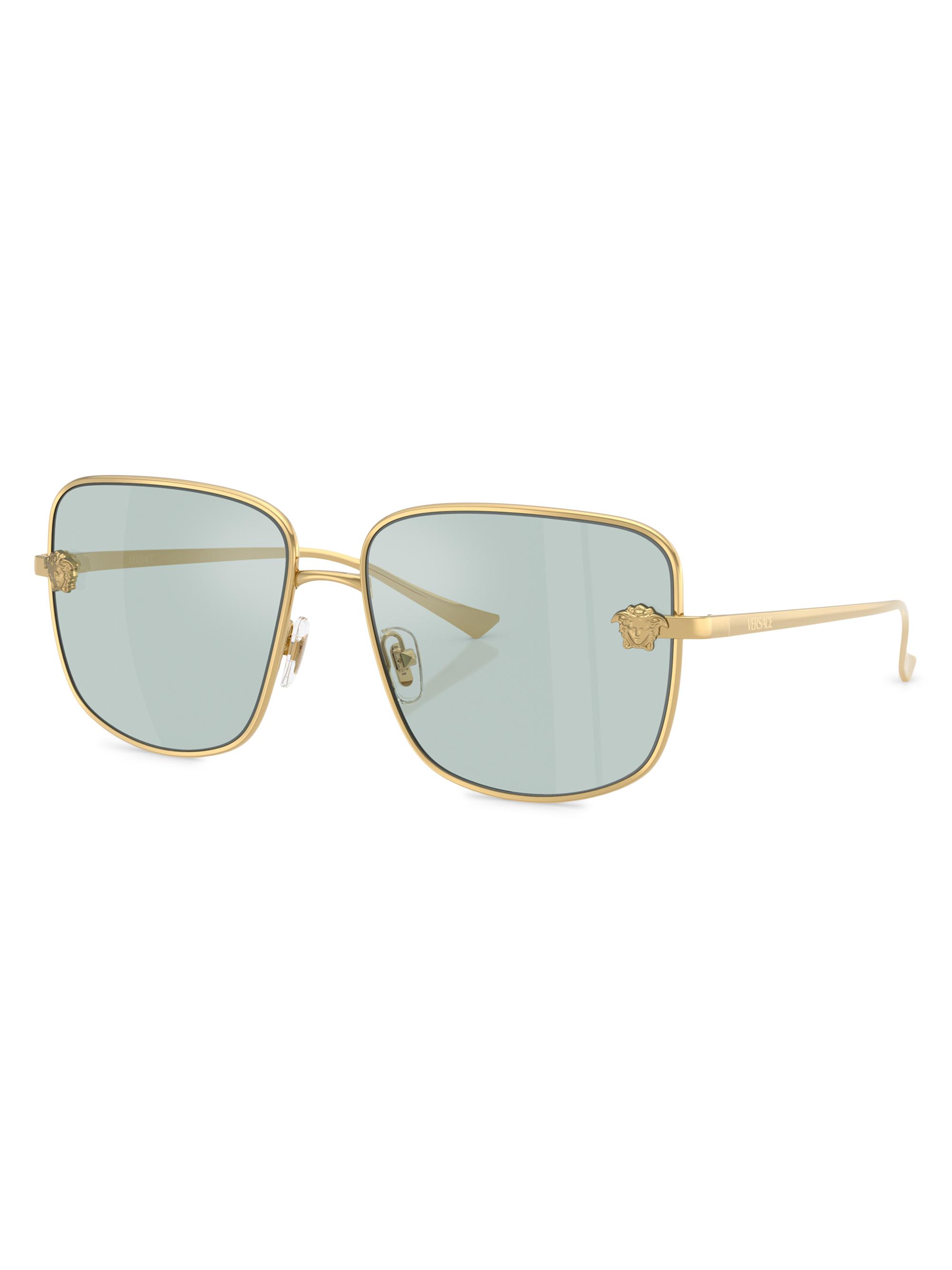 Versace Men's 59MM Square Sunglasses - Gold Light Blue