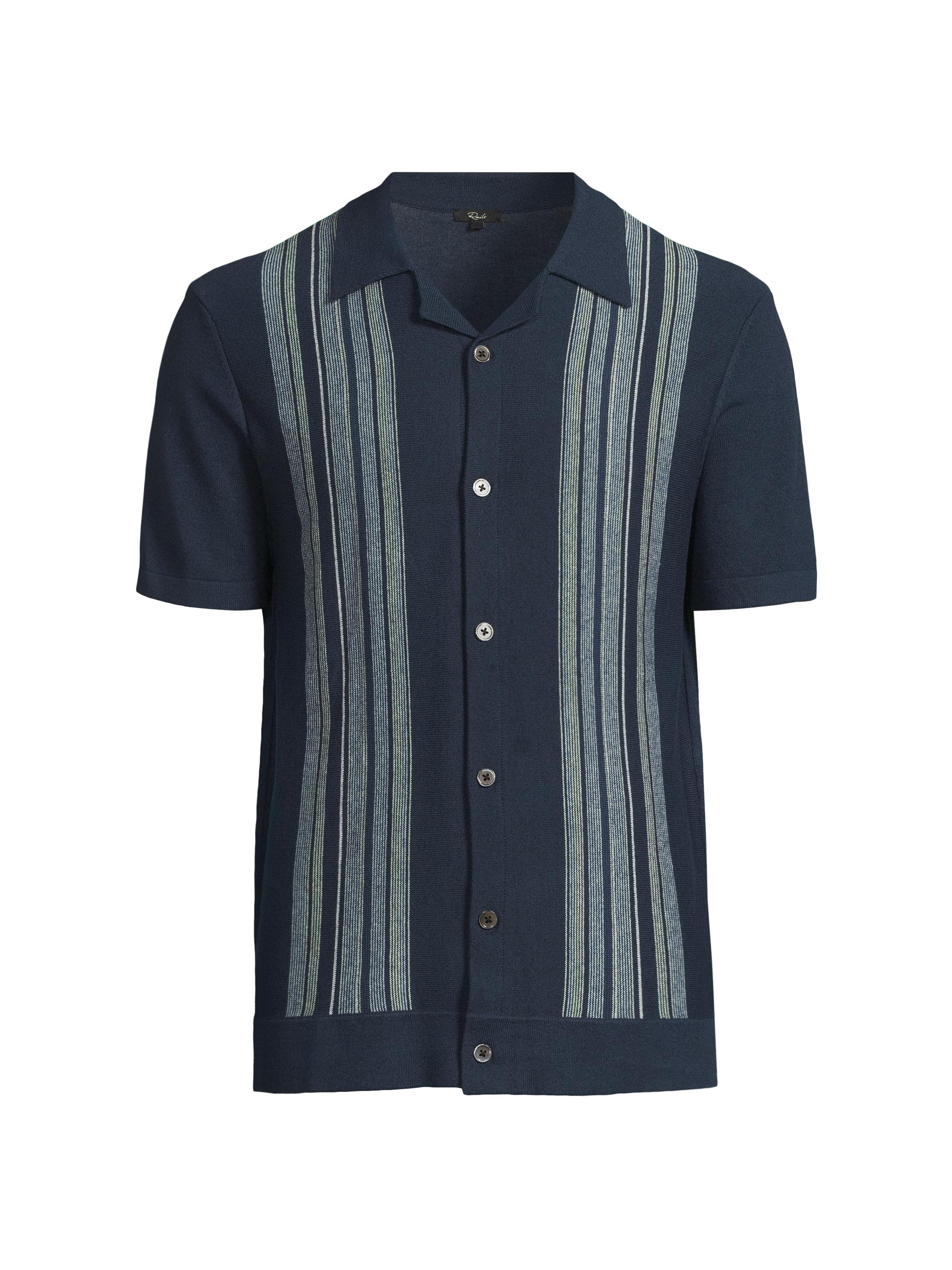 Rails Men's Silas Woven Stripe Shirt - Blue Heather Multi