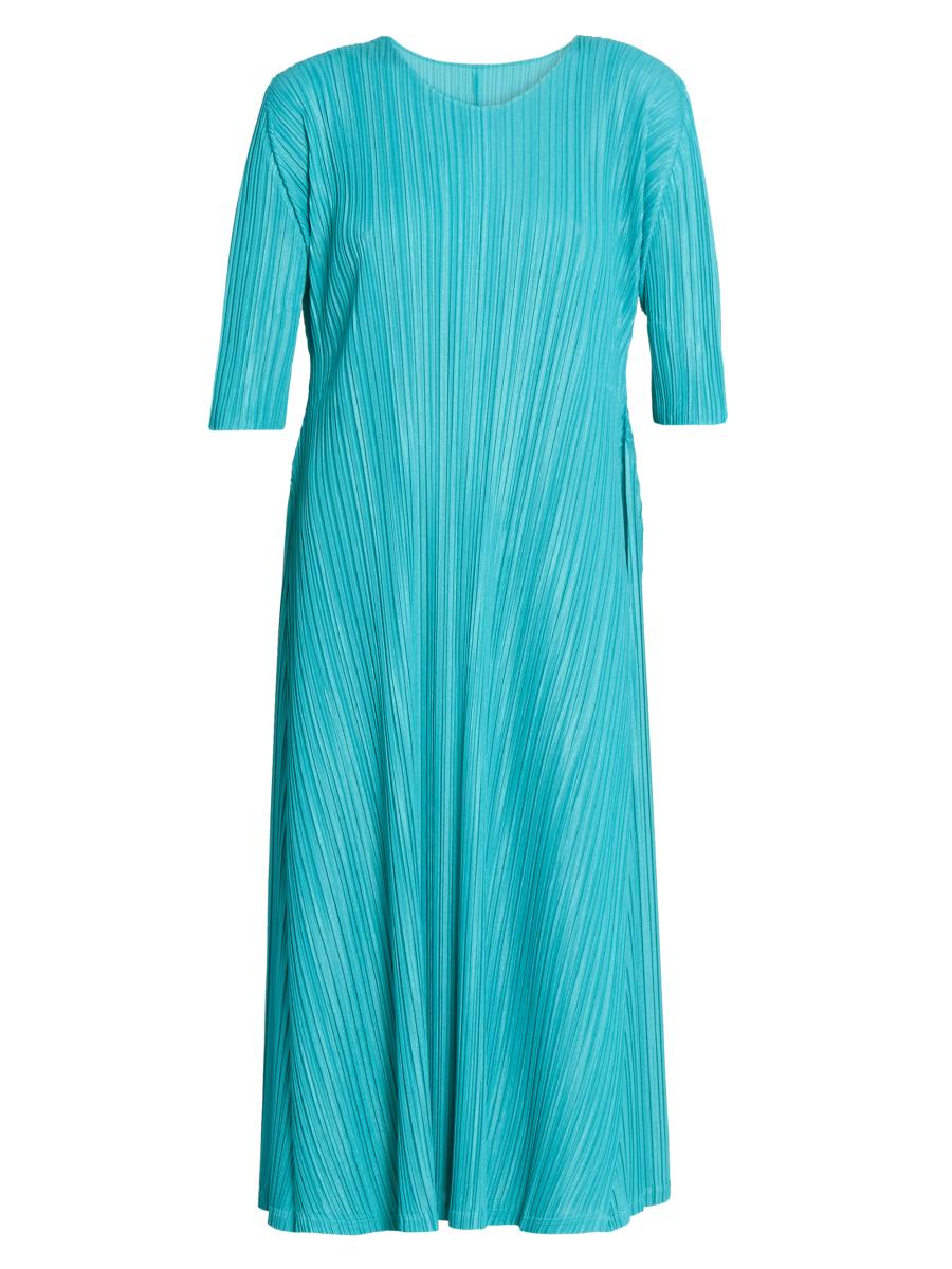 PLEATS PLEASE ISSEY  MELLOW PLEATS V-neck sleeveless one piece dress PP43JH285 green 3