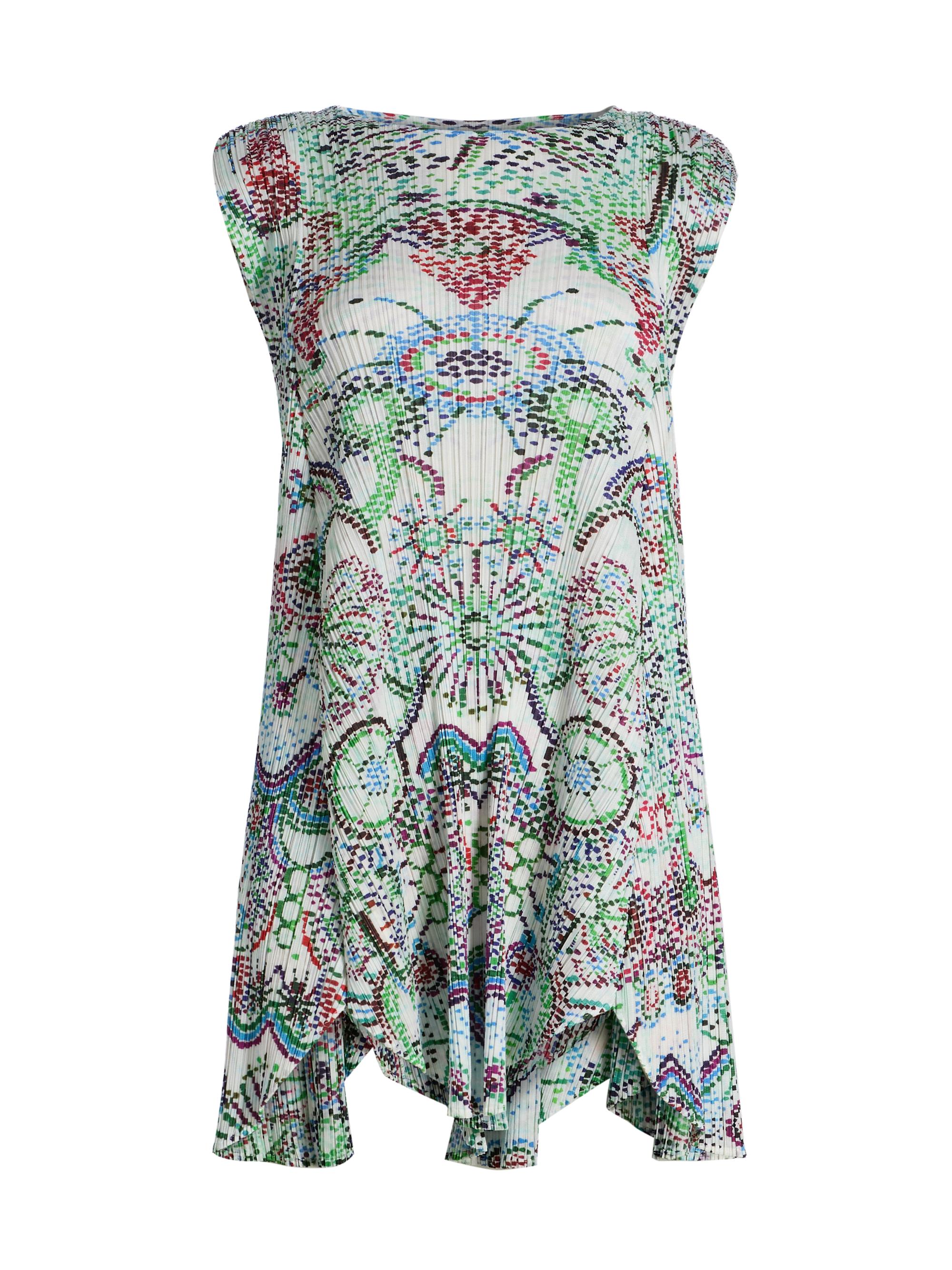 Pleats Please Issey Miyake Women's Light Festival Printed Top - White