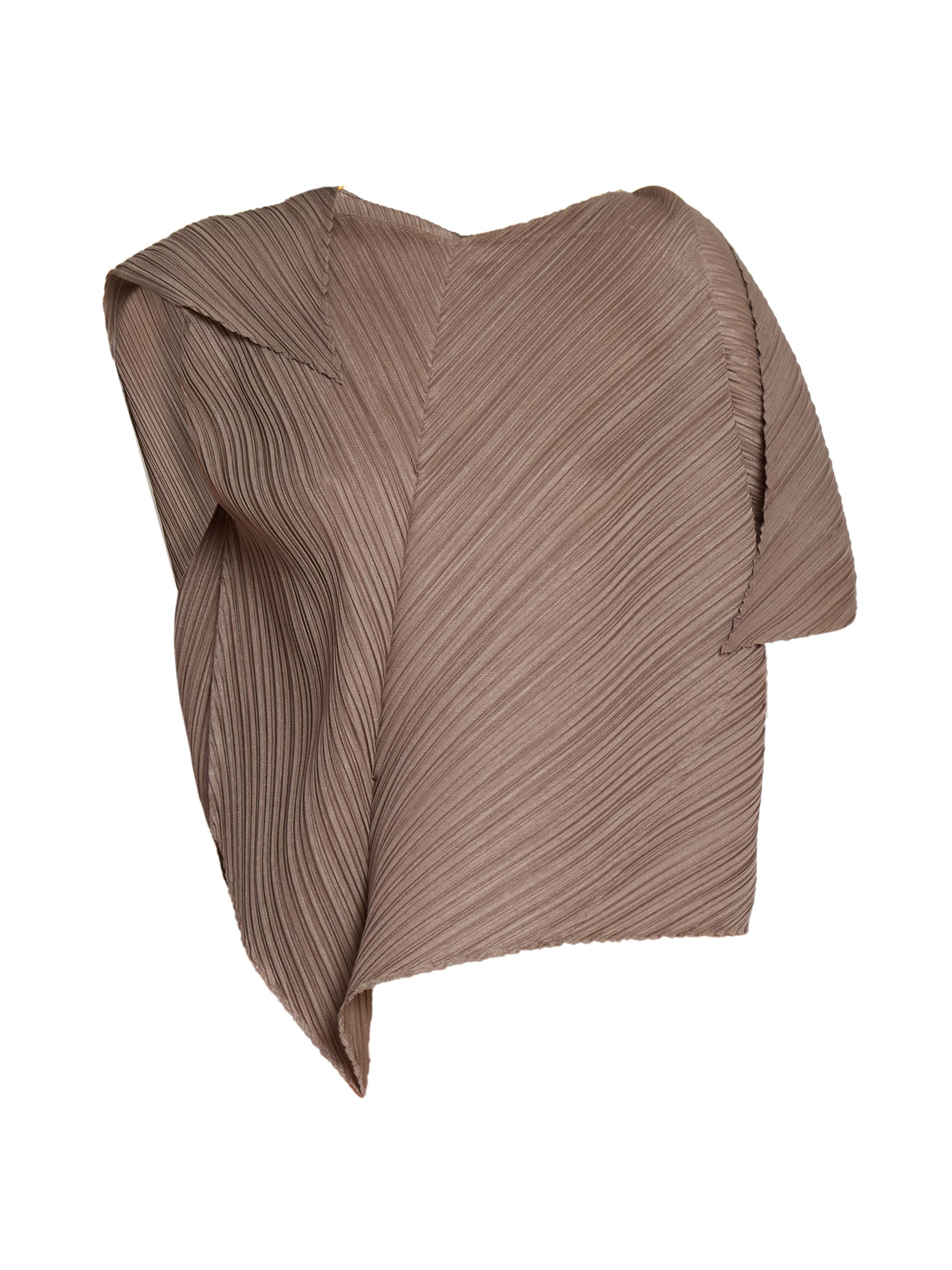 Pleats Please Issey Miyake Women's Flare Draped Top - Grayish Brown