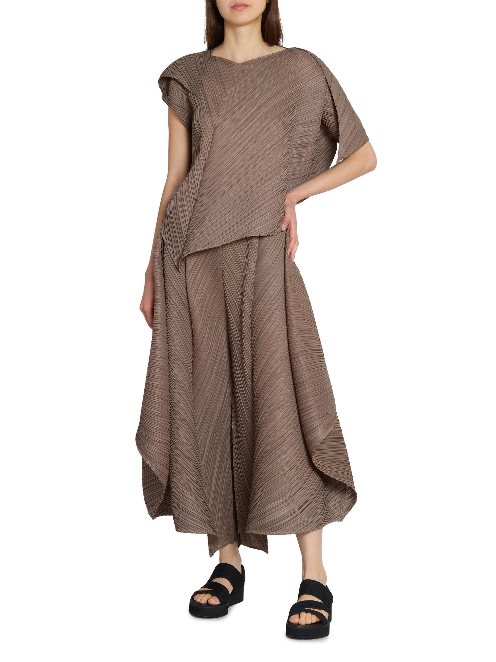 PLEATS PLEASE ISSEY MIYAKE フレアスリーブ　チュニック Pleats Please Issey Miyake Flare Draped Top | Saks Fifth Avenue