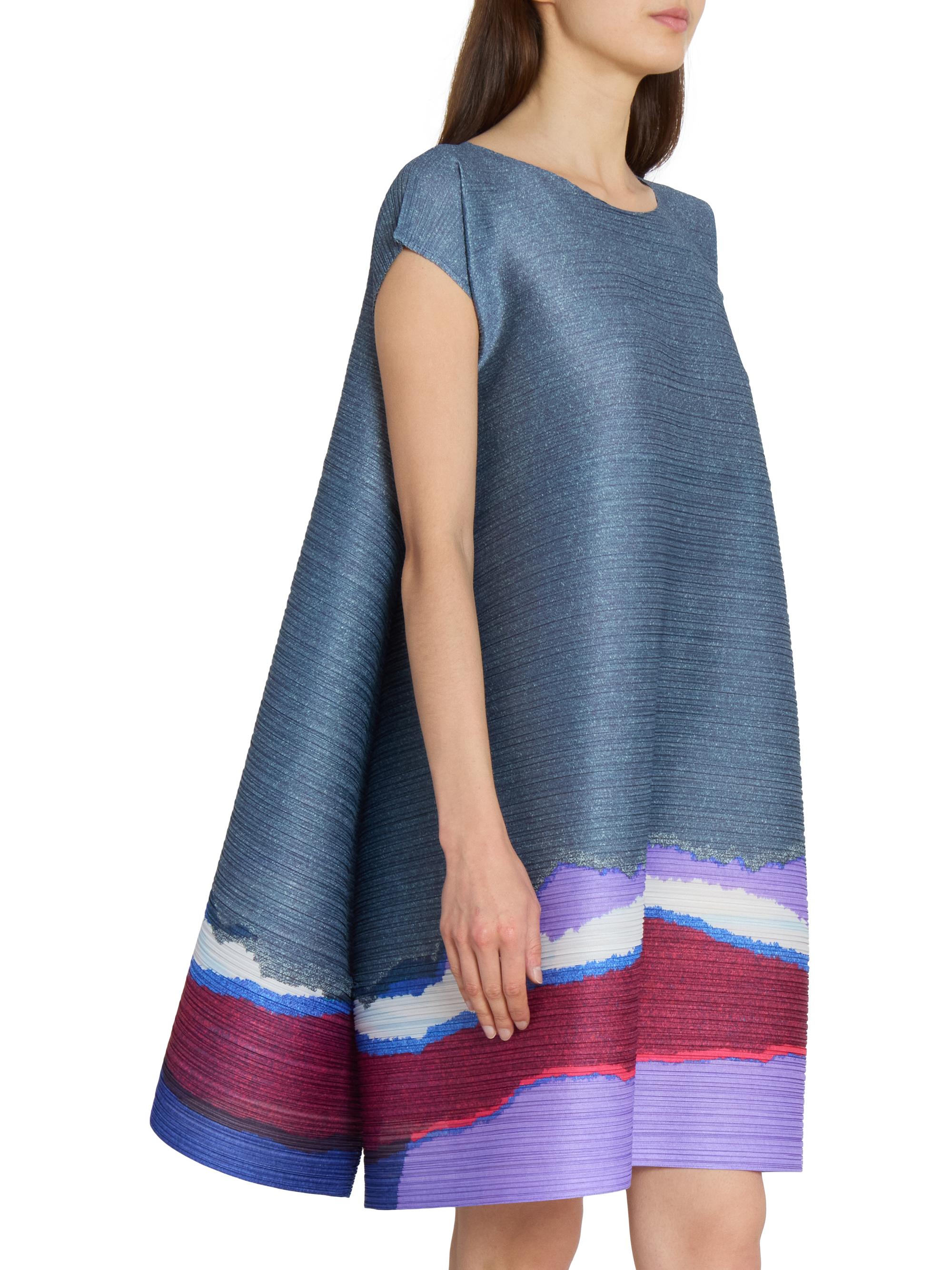 新品PLEATS PLEASE ISSEYMIYAKE GRAINYCOLORS Pleats Please Issey Miyake Grainy Colors Tent Minidress