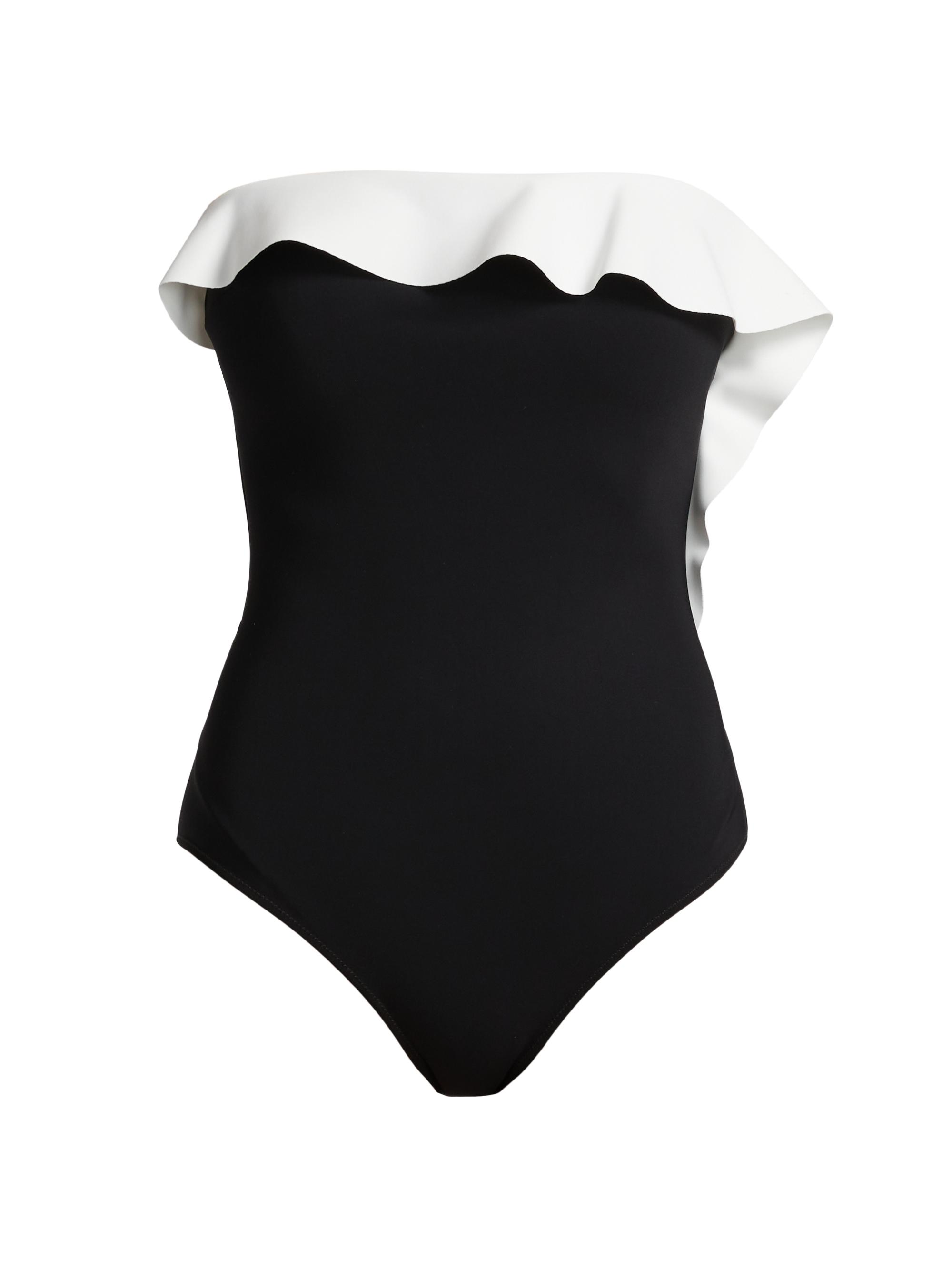 Chiara Boni La Petite Robe Women's Iwane Contrast Ruffled Swimsuit - Black White